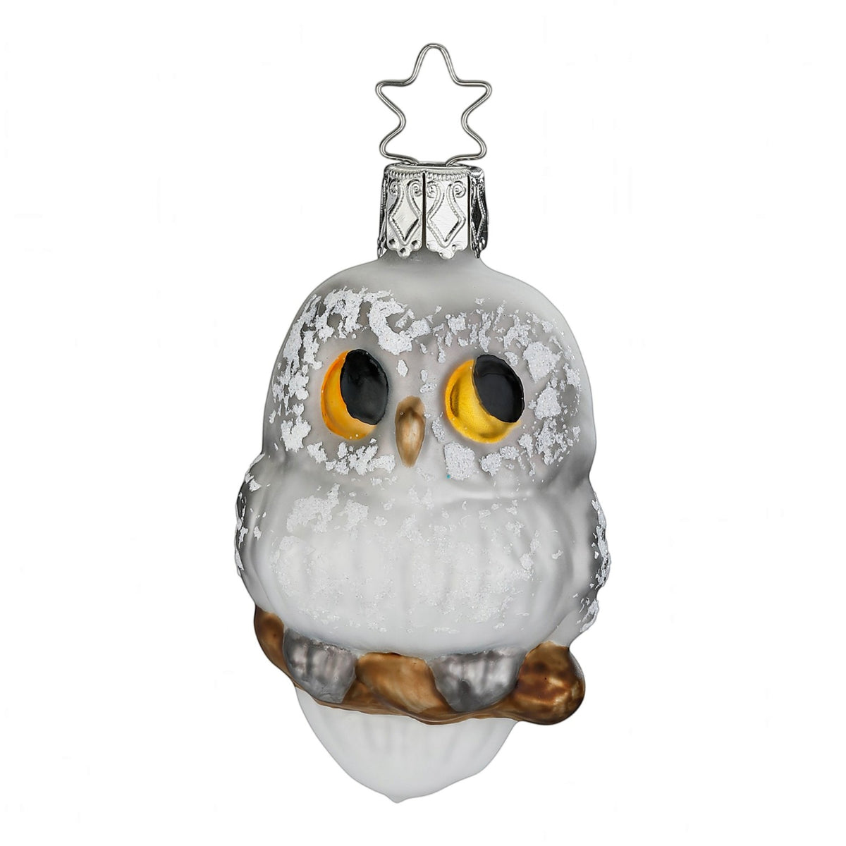 Glaskugel Anhänger Weißer Uhu, 7 cm 10006S025 Inge Glas