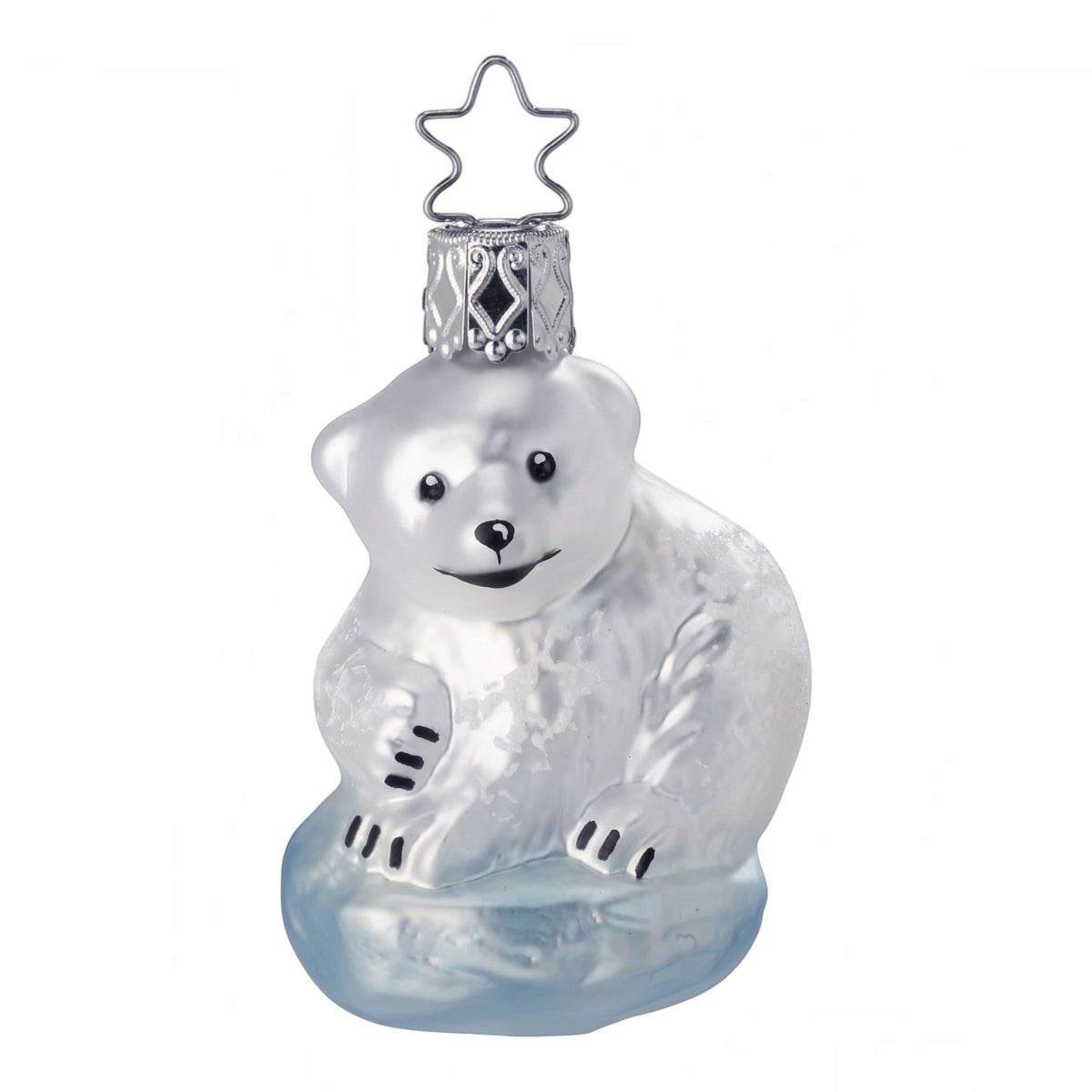 Glaskugel Anhänger Baby Eisbär, 6.5 cm 10021S015 Inge Glas