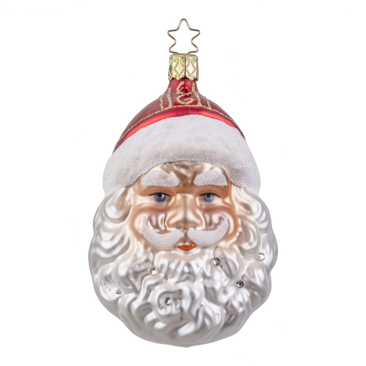 Glaskugel Anhänger Funkelnder Weihnachtsmann, 11.5 cm 10021S026 Inge Glas