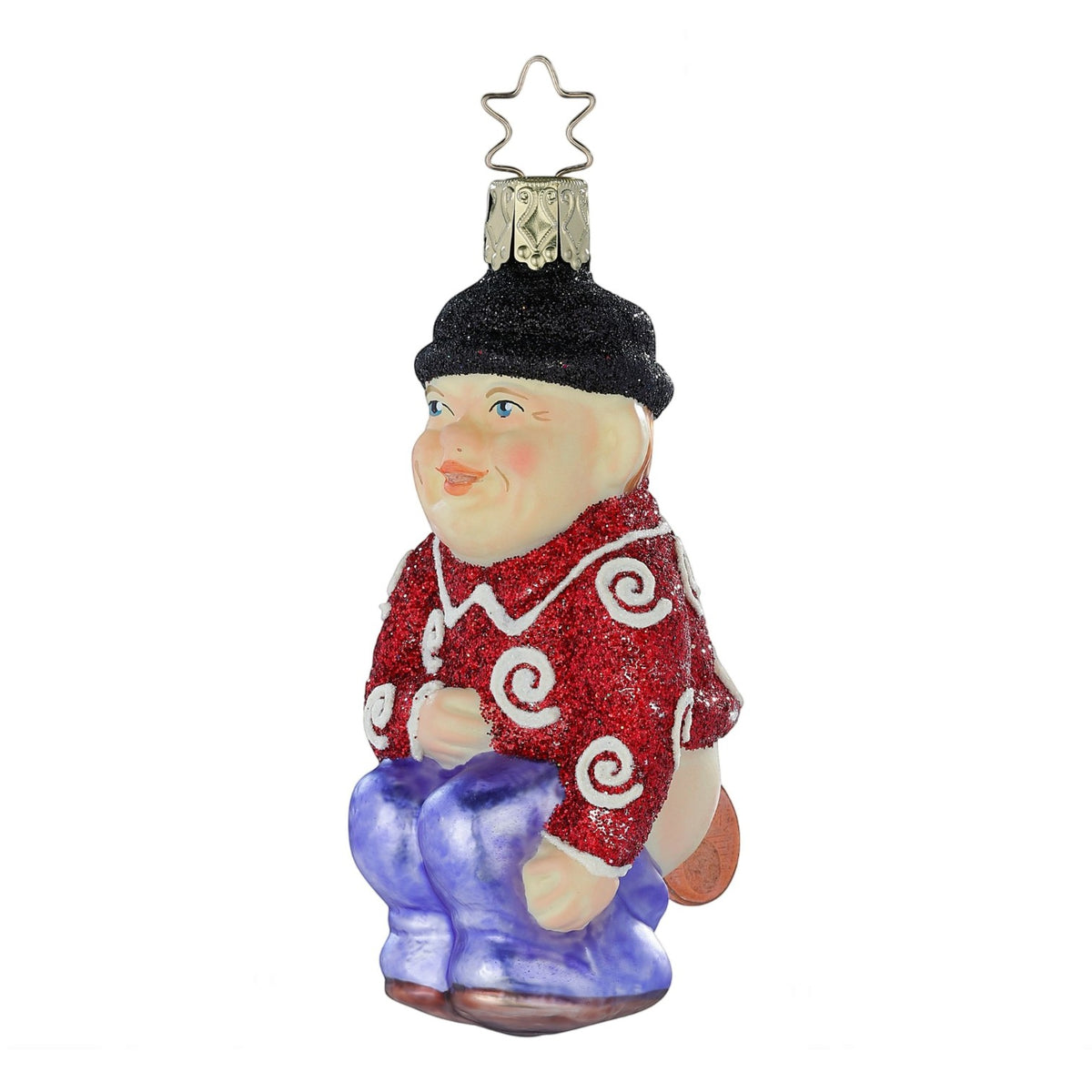Glaskugel Anhänger Geldscheißerle rot, 10 cm 10041S026 Inge Glas