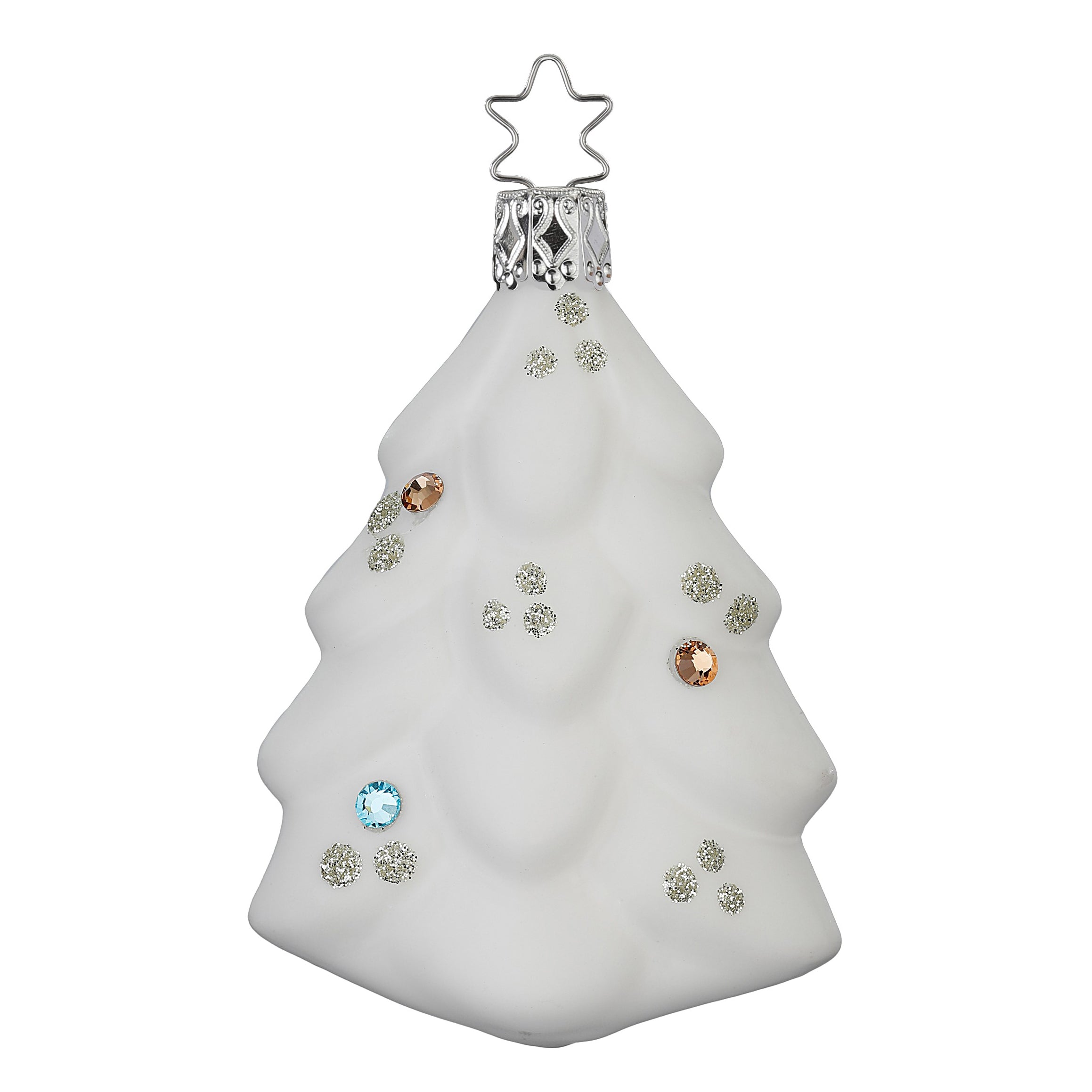 Glass Ball Pendant Tree Snow Covered, 8.5 cm