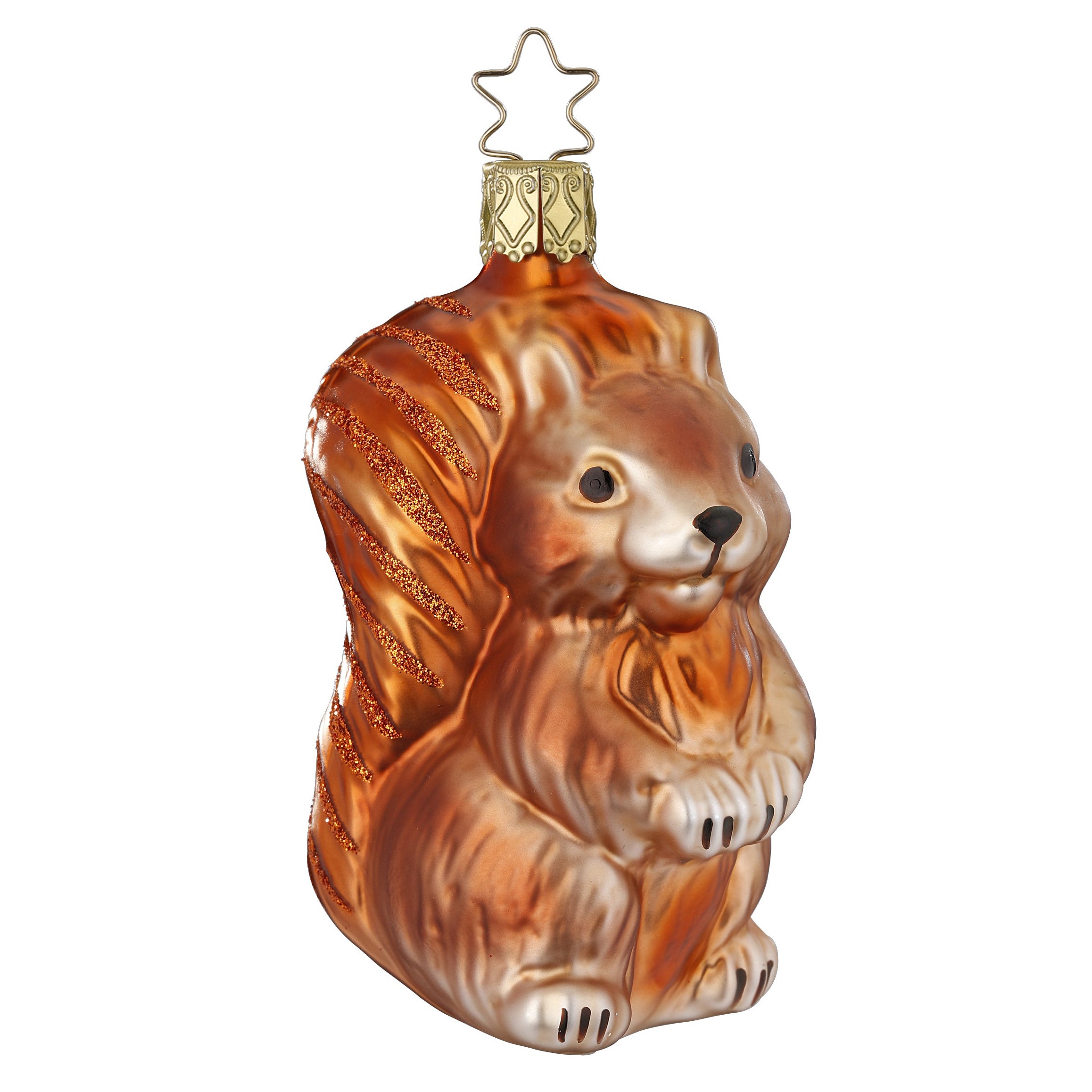 Glaskugel Anhänger Eichhörnchen braun cognac, 9,5cm 10086S023 Inge Glas