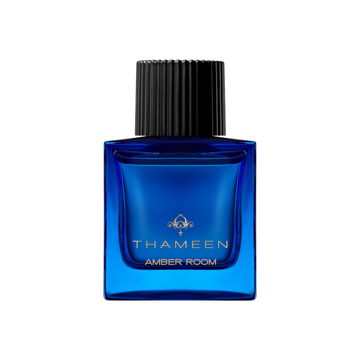 Flakon von Amber Room – Thameen London: luxuriöser Unisex‑Duft in charakteristischem blauen Glasdesign