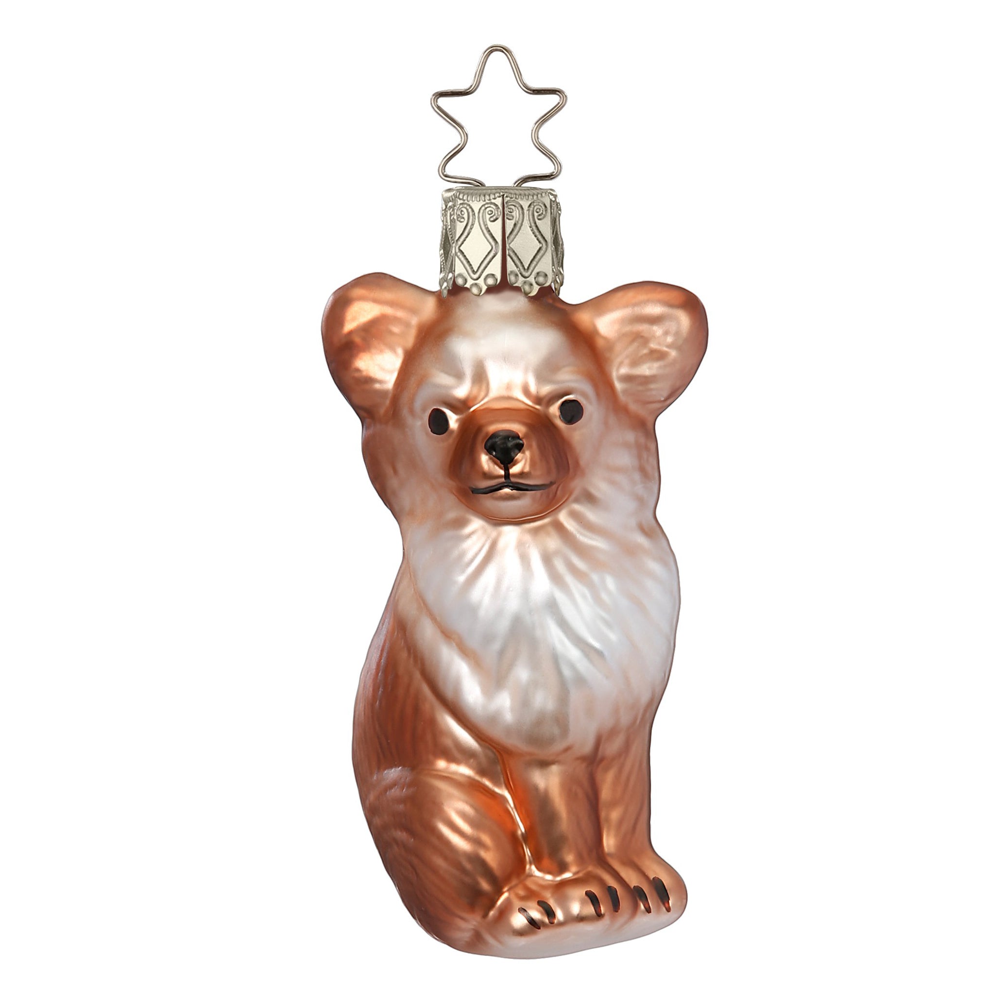 Glaskugel Anhänger Chihuahua bronze silber, 8,0cm 10118S024 Inge Glas