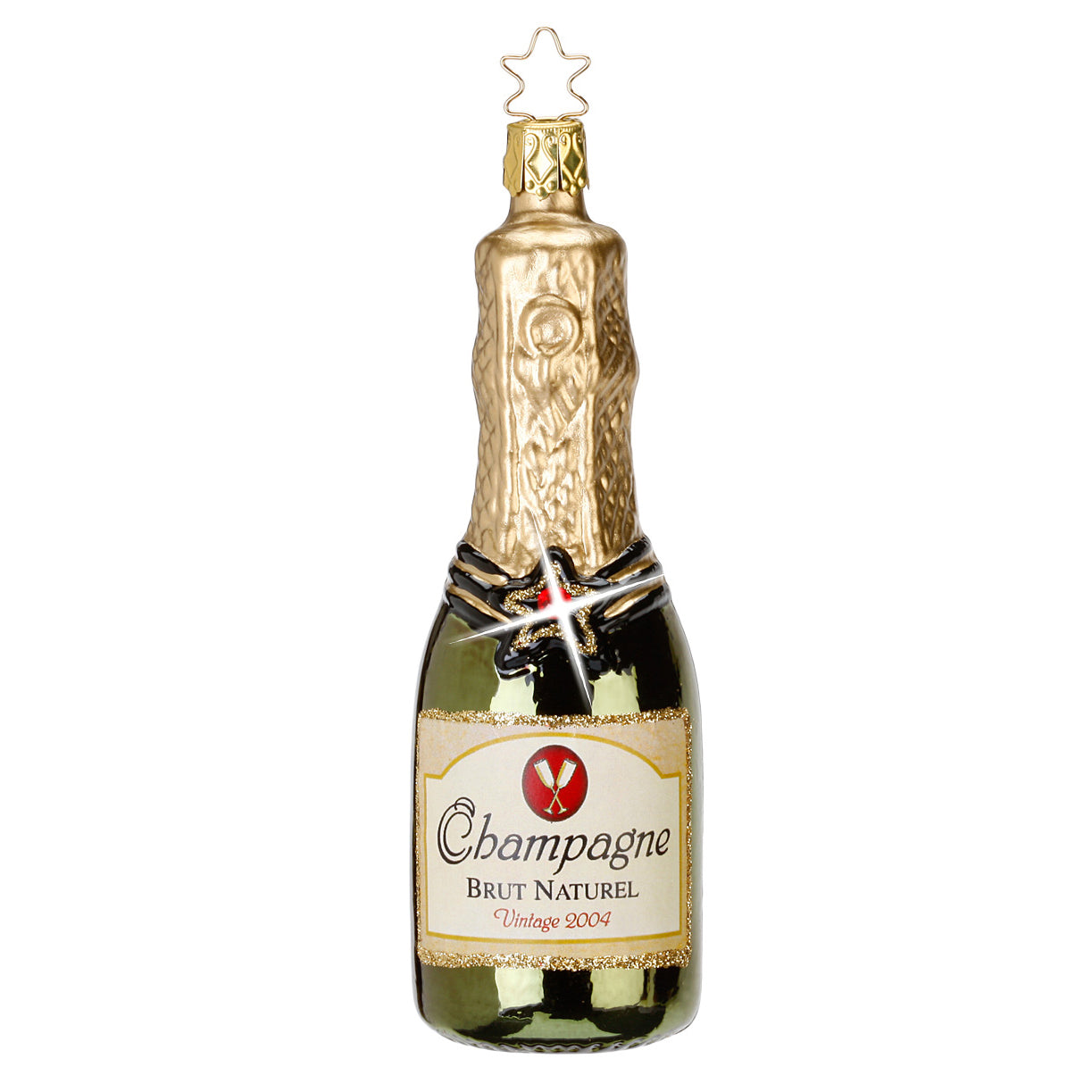 Glaskugel Anhänger Champagner, grün, 13,0cm 10121S013 Inge Glas