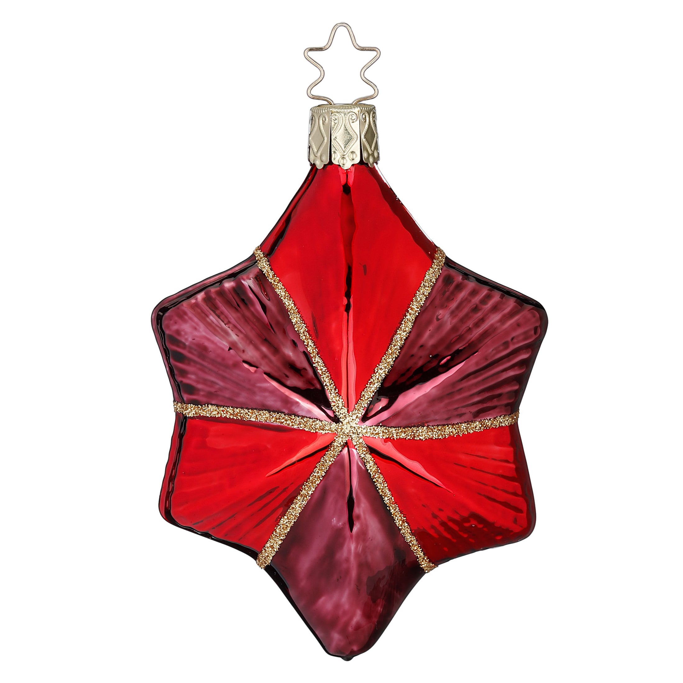 Glaskugel Anhänger Edles Funkeln, Stern rot bordeaux, 9,5cm 10137S024 Inge Glas