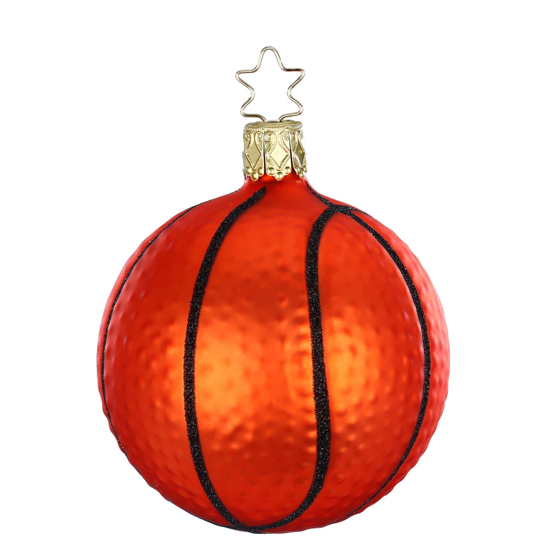 Glaskugel Anhänger Basketball orange, 7,5cm 10151S020 Inge Glas