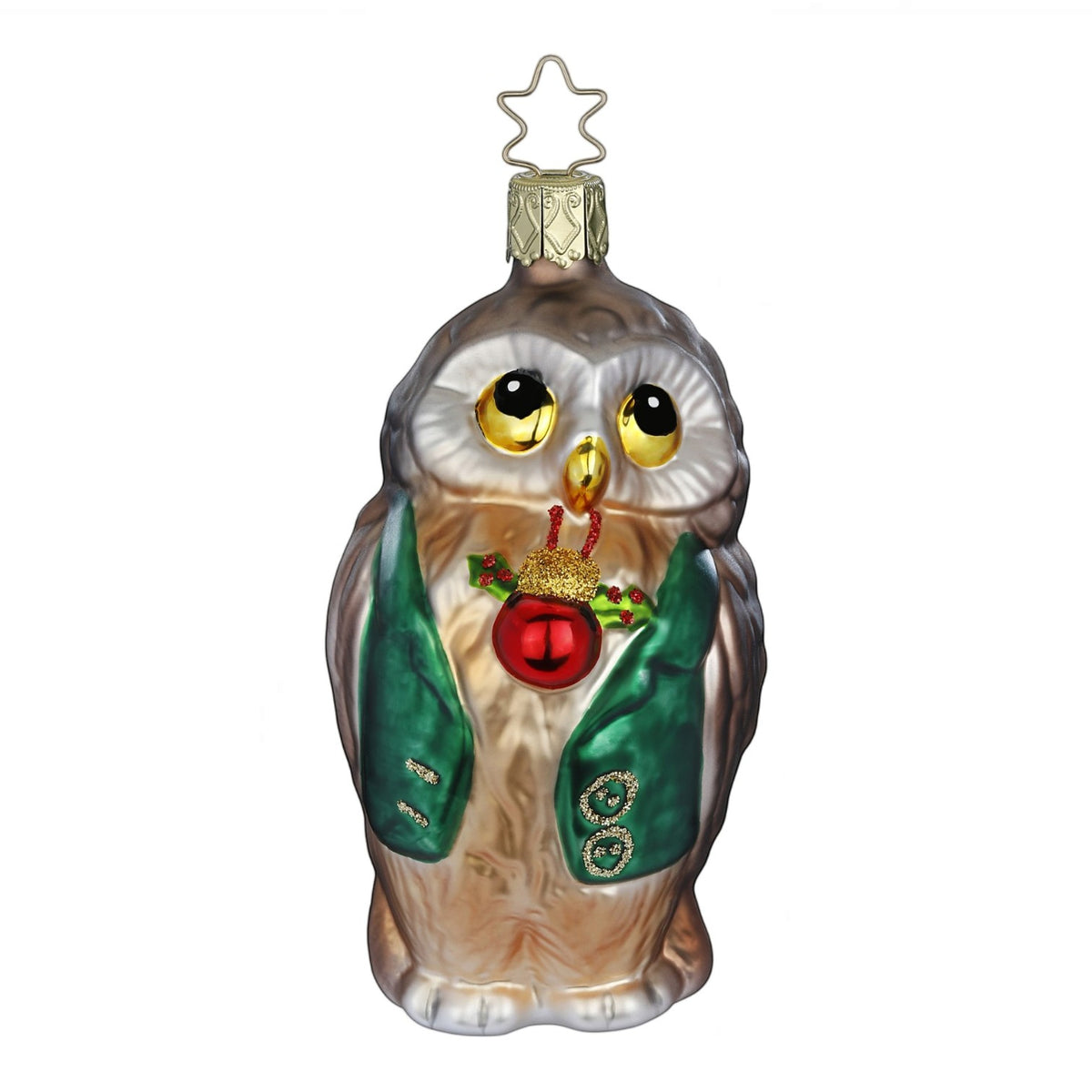 Glaskugel Anhänger Eule aus dem Lichterwald, 10.5 cm 10153S026 Inge Glas