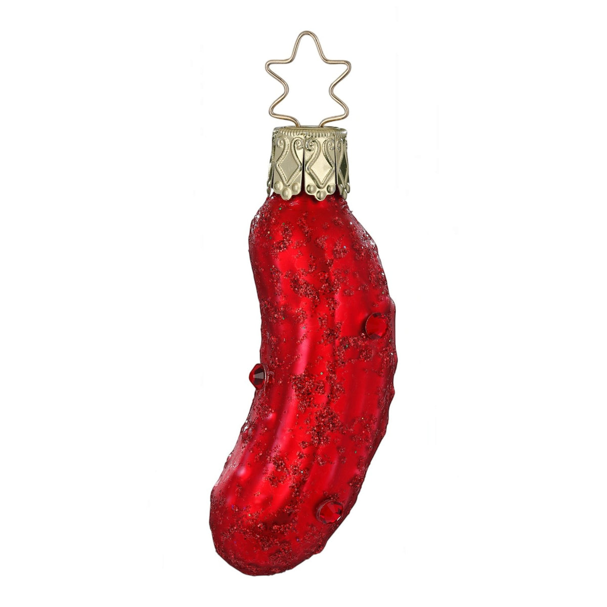 Glaskugel Anhänger Fancy Pickle rot, 7 cm 10168S026 Inge Glas