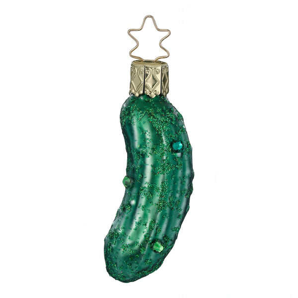 Glaskugel Anhänger Fancy Pickle grün, 7 cm 10175S026 Inge Glas