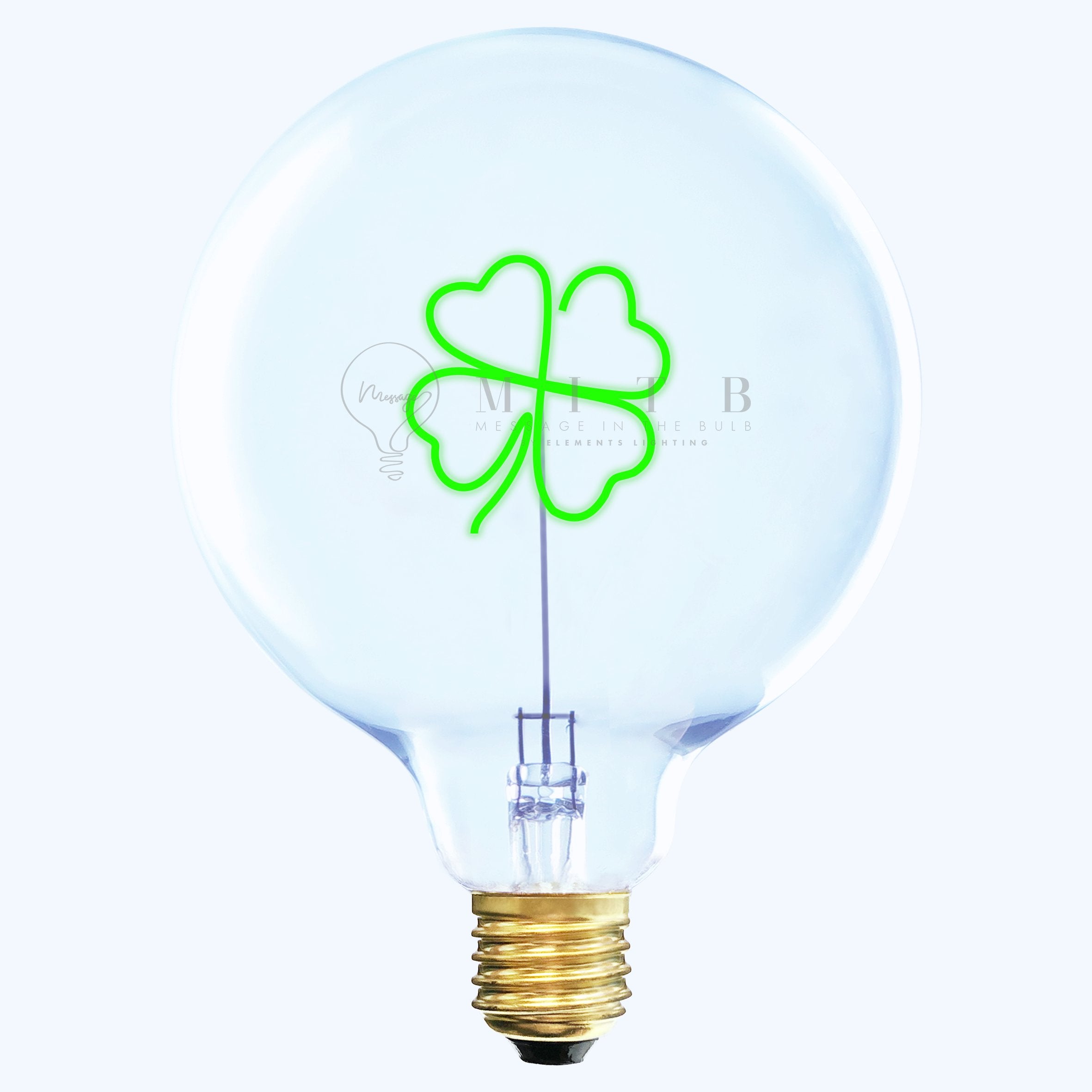 MITB LED Glühbirne - Kleeblatt, grün, transparent