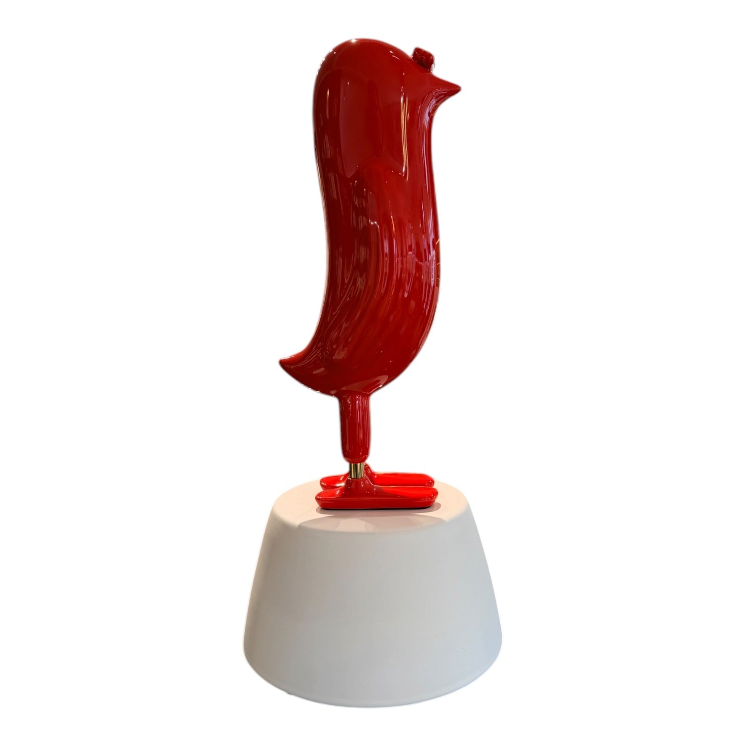 Mini Hopebird, glossy fire red ink. Podest
