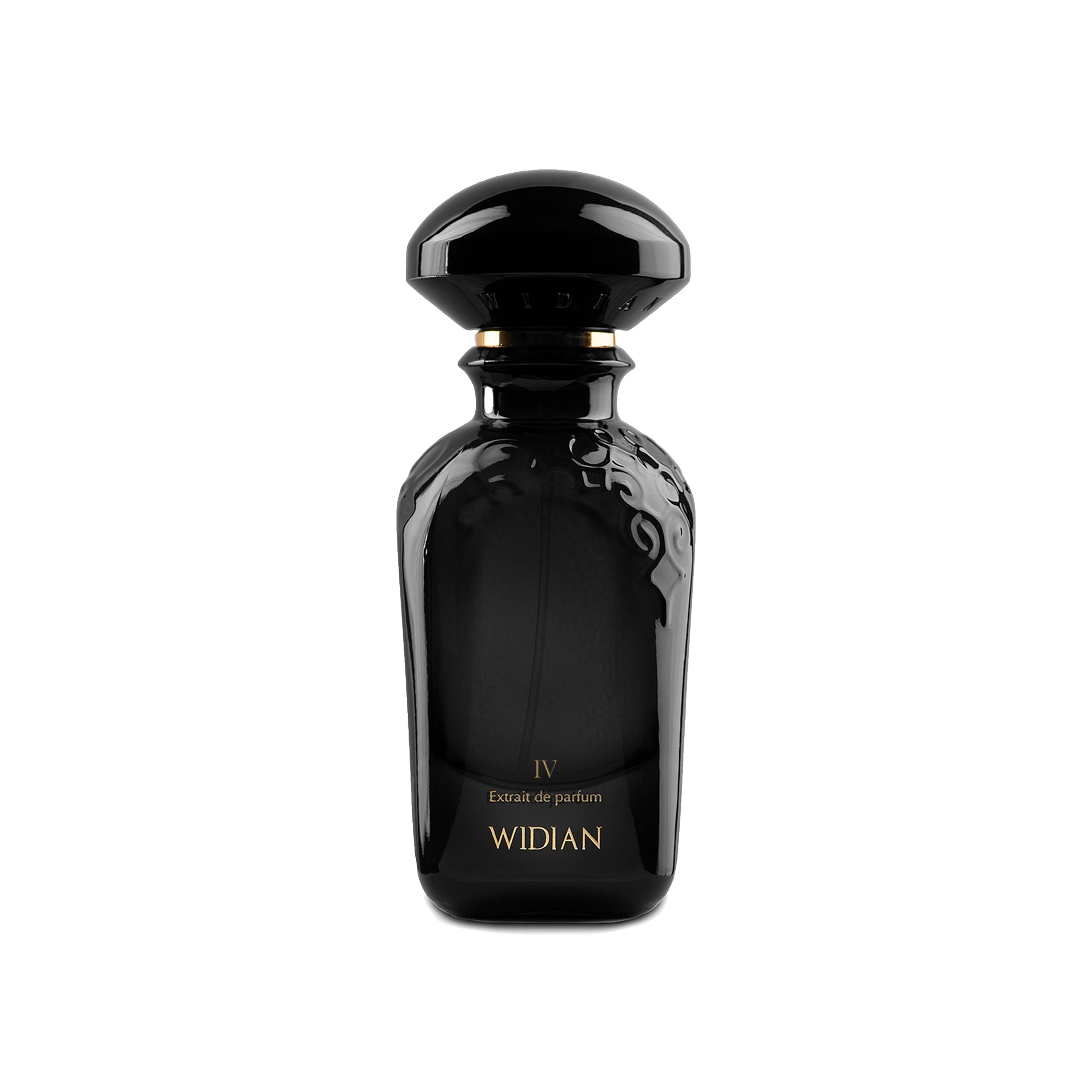 Widian Black IV Extrait de Parfum 100ml – eleganter Flakon mit schwarzer Kappe, vereint fruchtige, florale und holzige Noten. Jetzt bei 4D OUTFITTERS erhältlich.