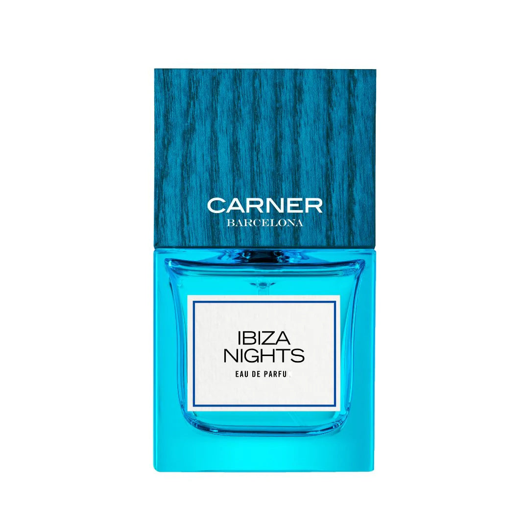 Flakon Ibiza Nights Carner Barcelona Eau de Parfum 100 ml, blauhölzerner Deckel
