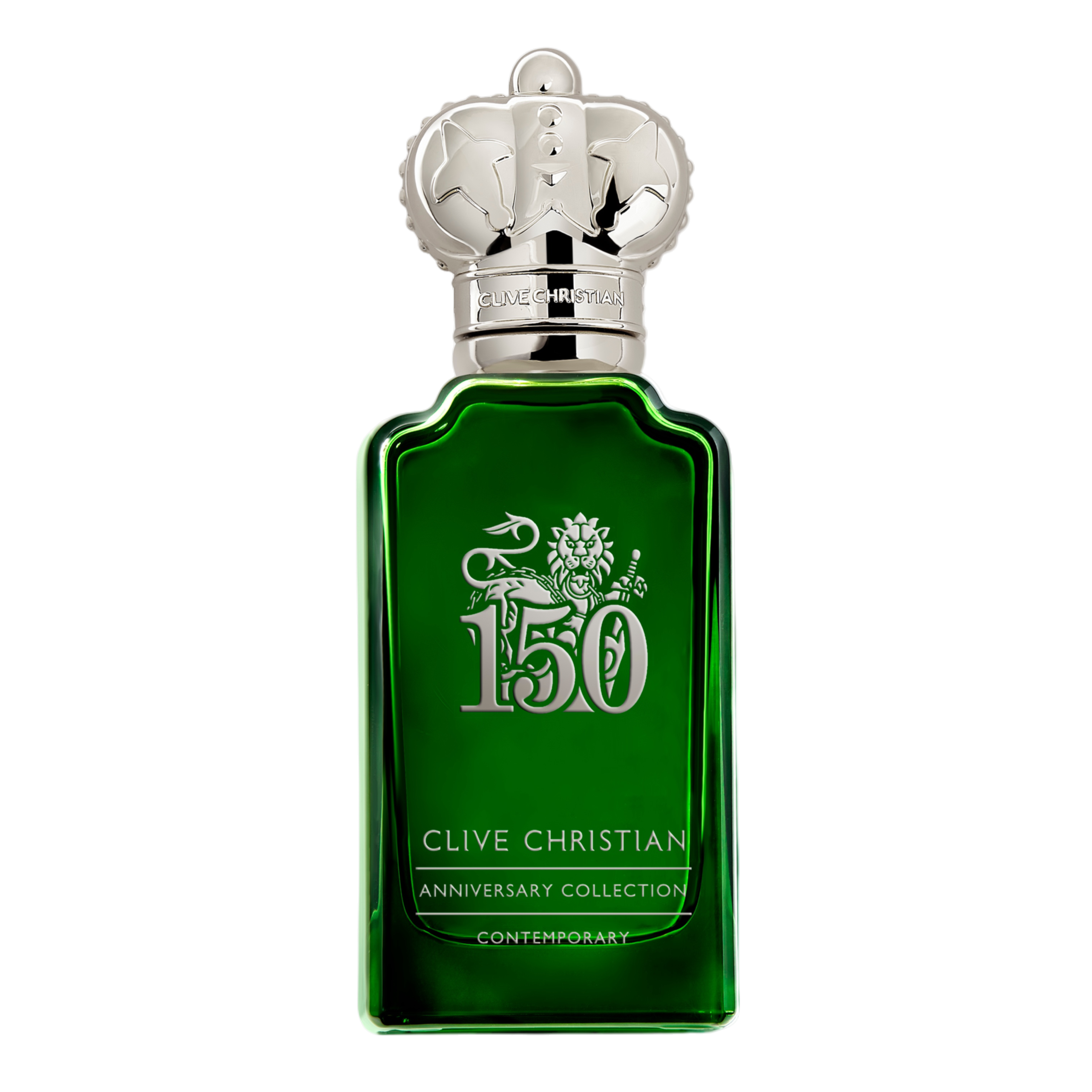 Flakon Clive Christian 150 Anniversary Contemporary Eau de Parfum, 50 ml, reich verziert in königlichem Grün, 652638011219