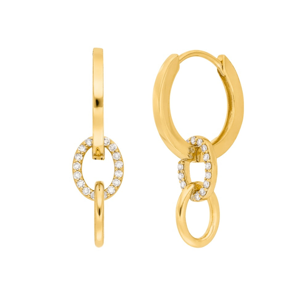 Creolen Eternal Touch, 14 Karat Gelbgold mit Diamanten