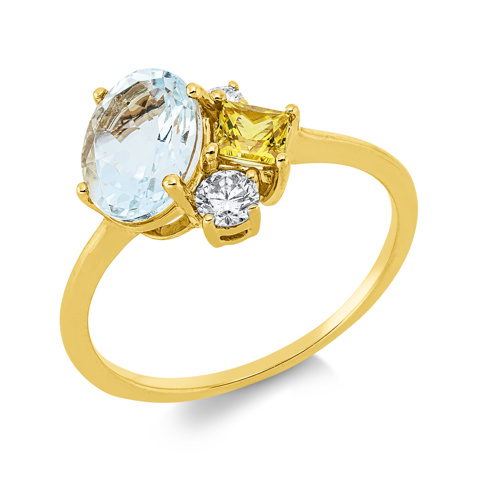 Ring DD1JM6921G 18kt Gelbgold mit Aquamarin, Saphir und Diamant