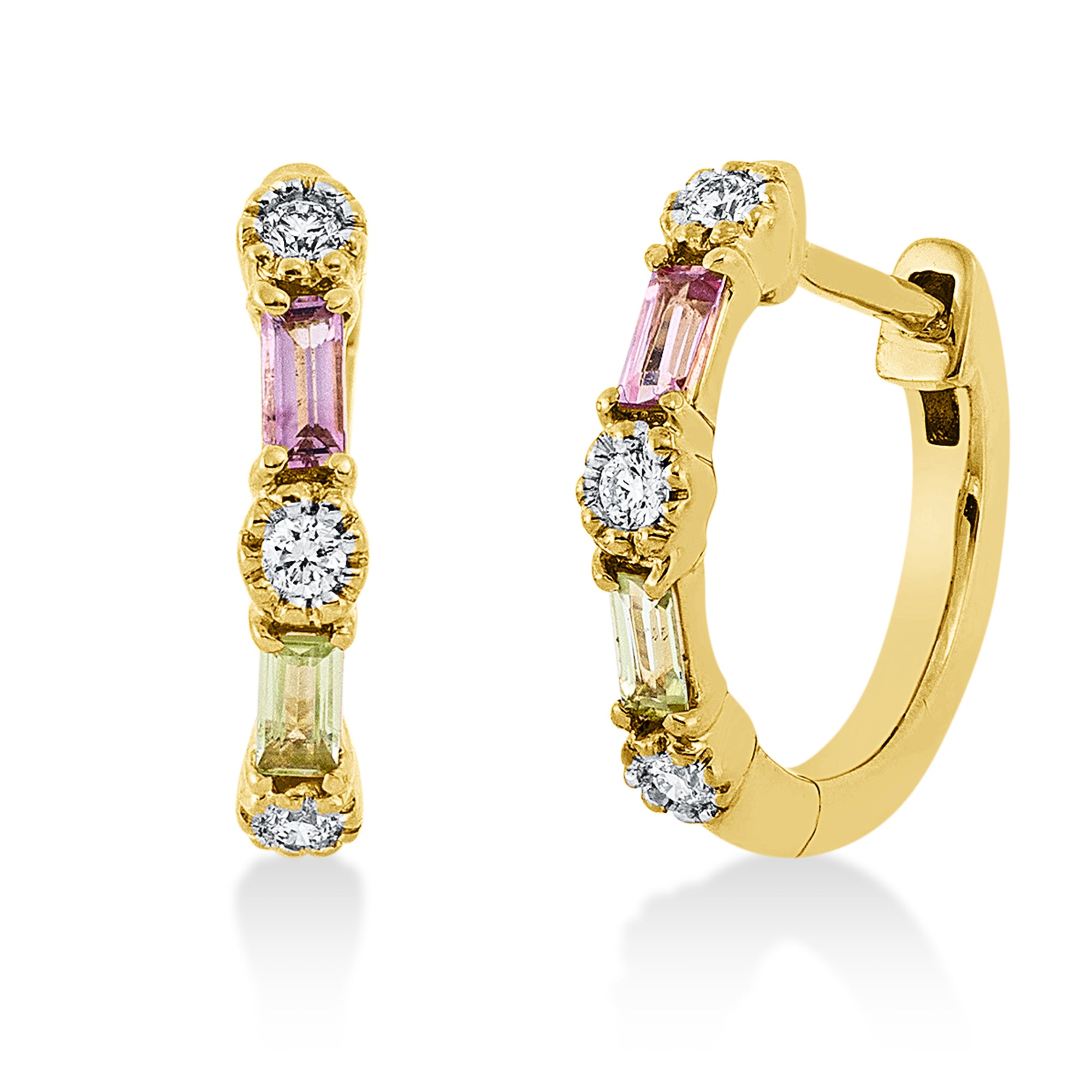 Creolen DD2P69981G 18kt Gelbgold mit Diamanten, Turmalin und Peridot