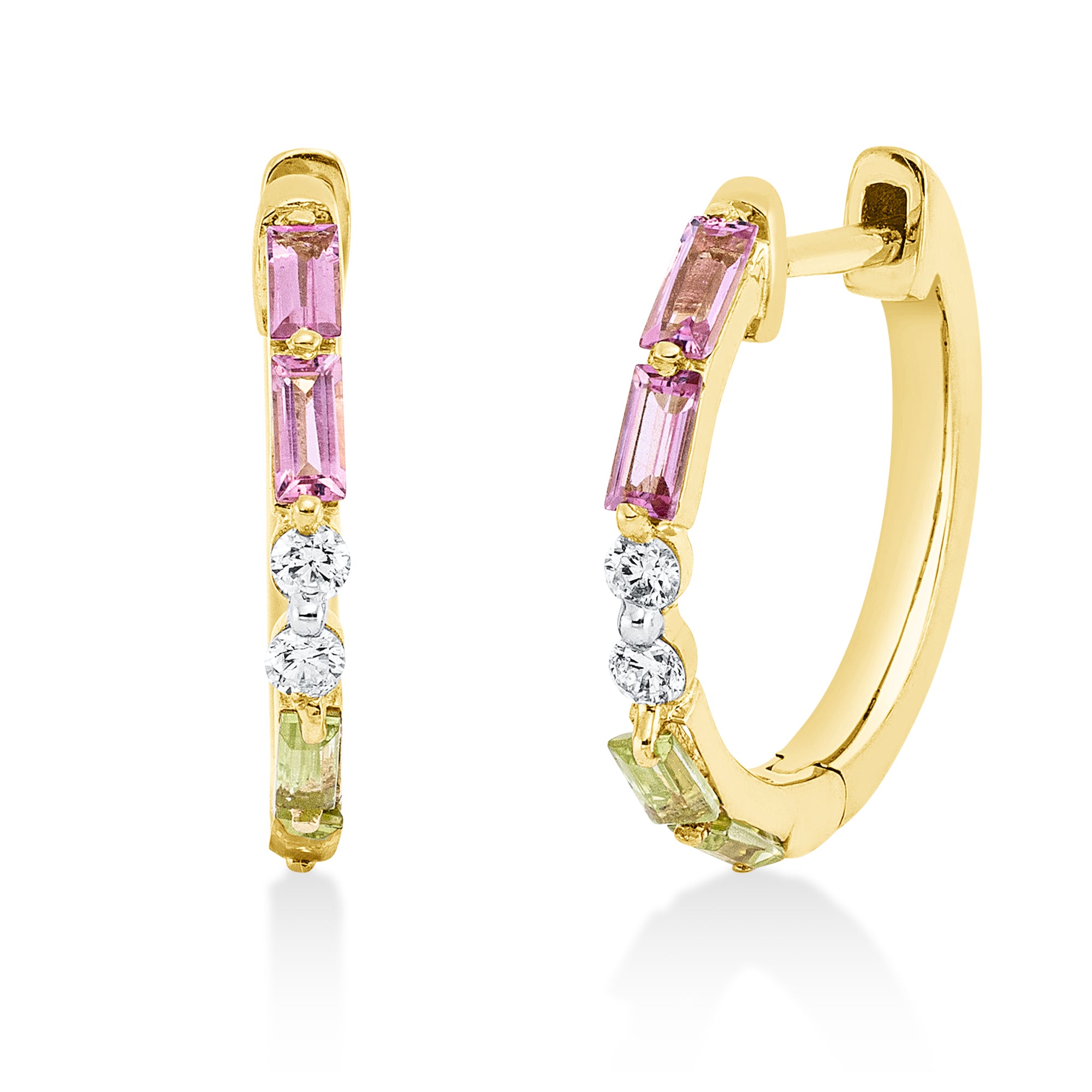 Creolen DD2T69154G 18kt Gelbgold mit Diamanten, Turmalin und Peridot