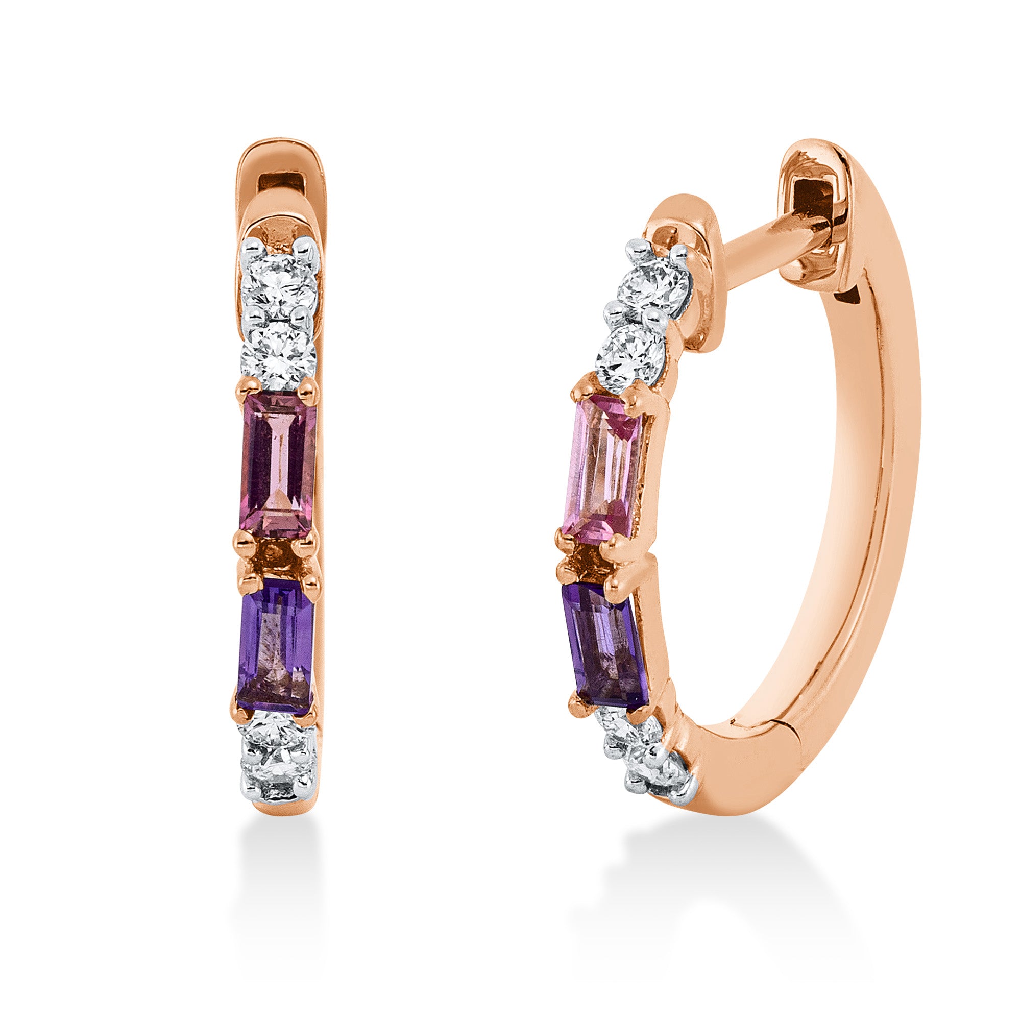 Creolen DD2U69182R 18kt Roségold mit Diamanten, Turmalin und Amethyste