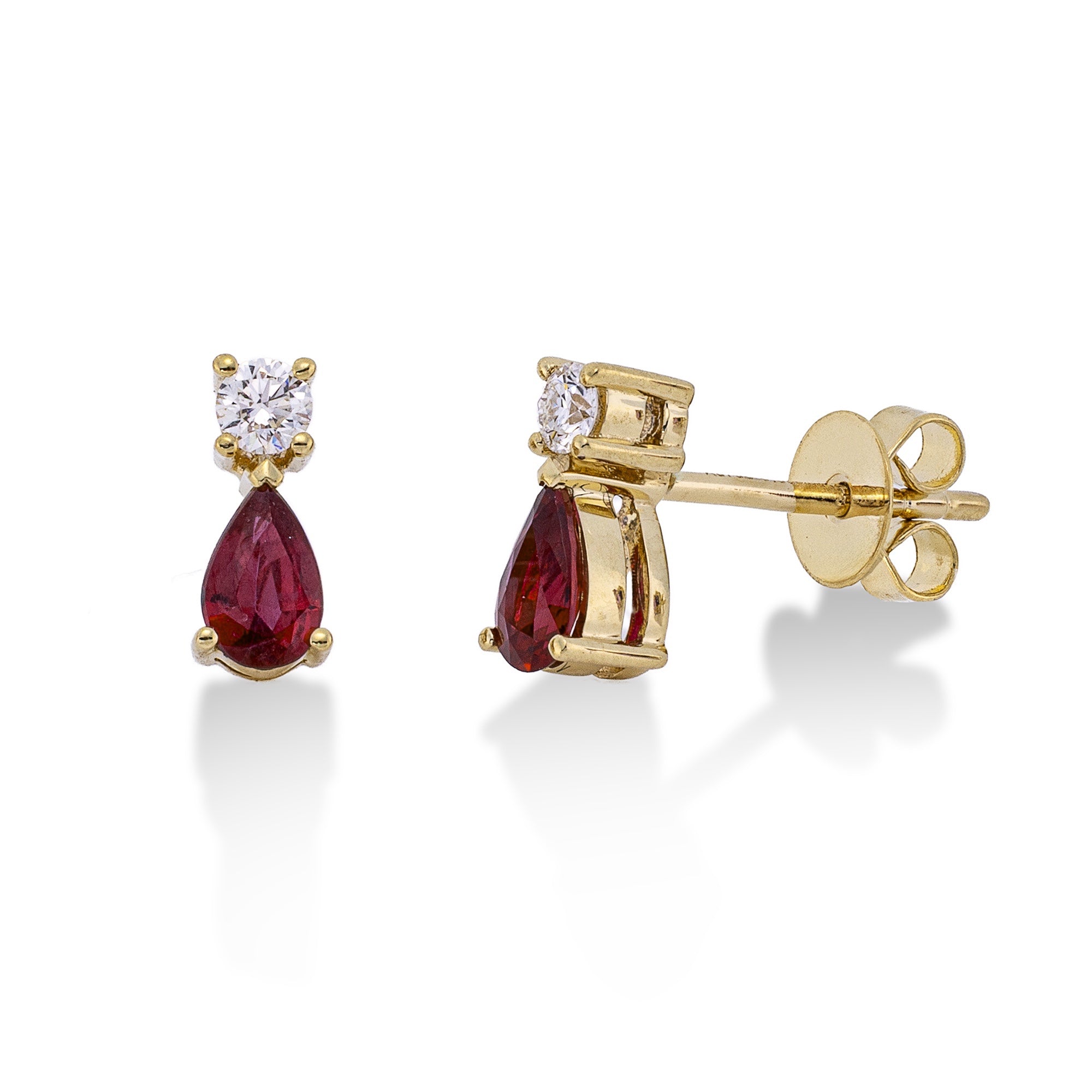 Ohrstecker DD2X69009G 18kt Gelbgold mit Diamanten und Rubinen