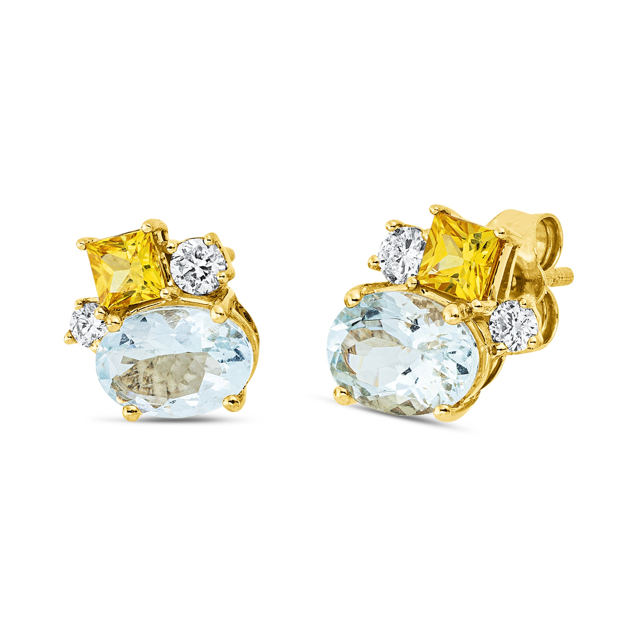 Ohrstecker DD2X69440G 18kt Gelbgold mit Aquamarin, Saphir und Diamant