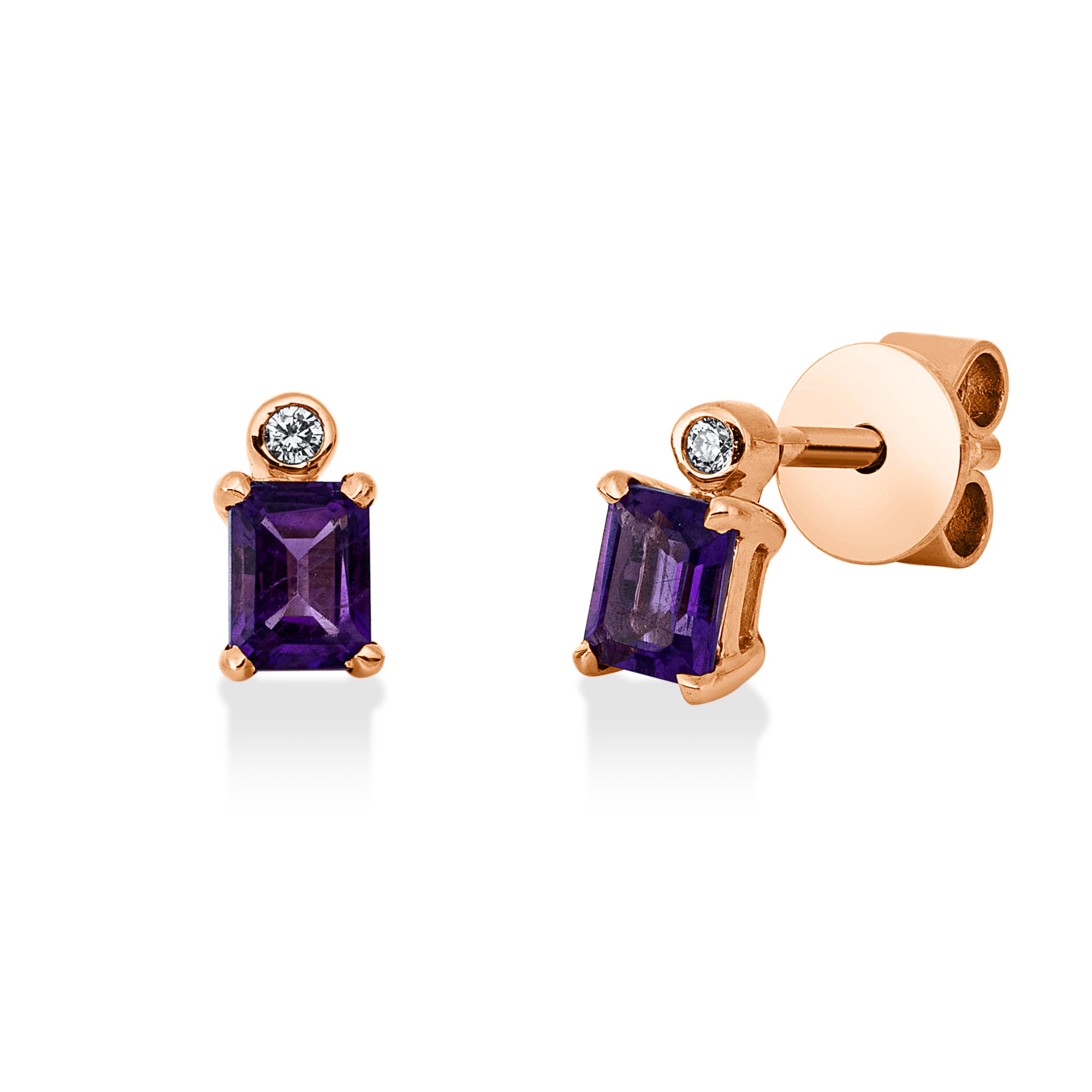 Ohrstecker DD2X69514R 18kt Roségold mit Diamanten und Amethyste