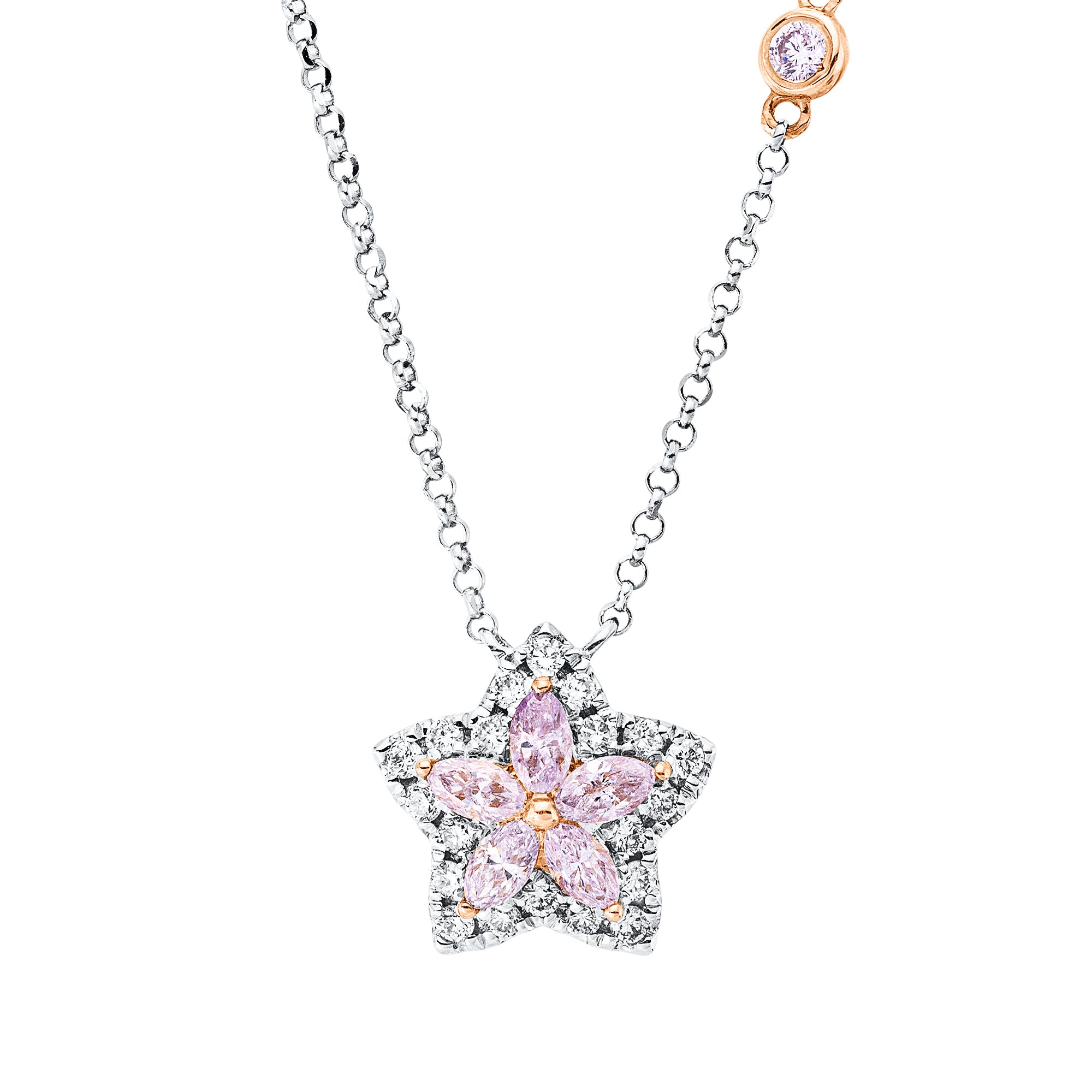 Collier Star DD4J69721W aus 18 kt Weißgold mit pinken Diamanten