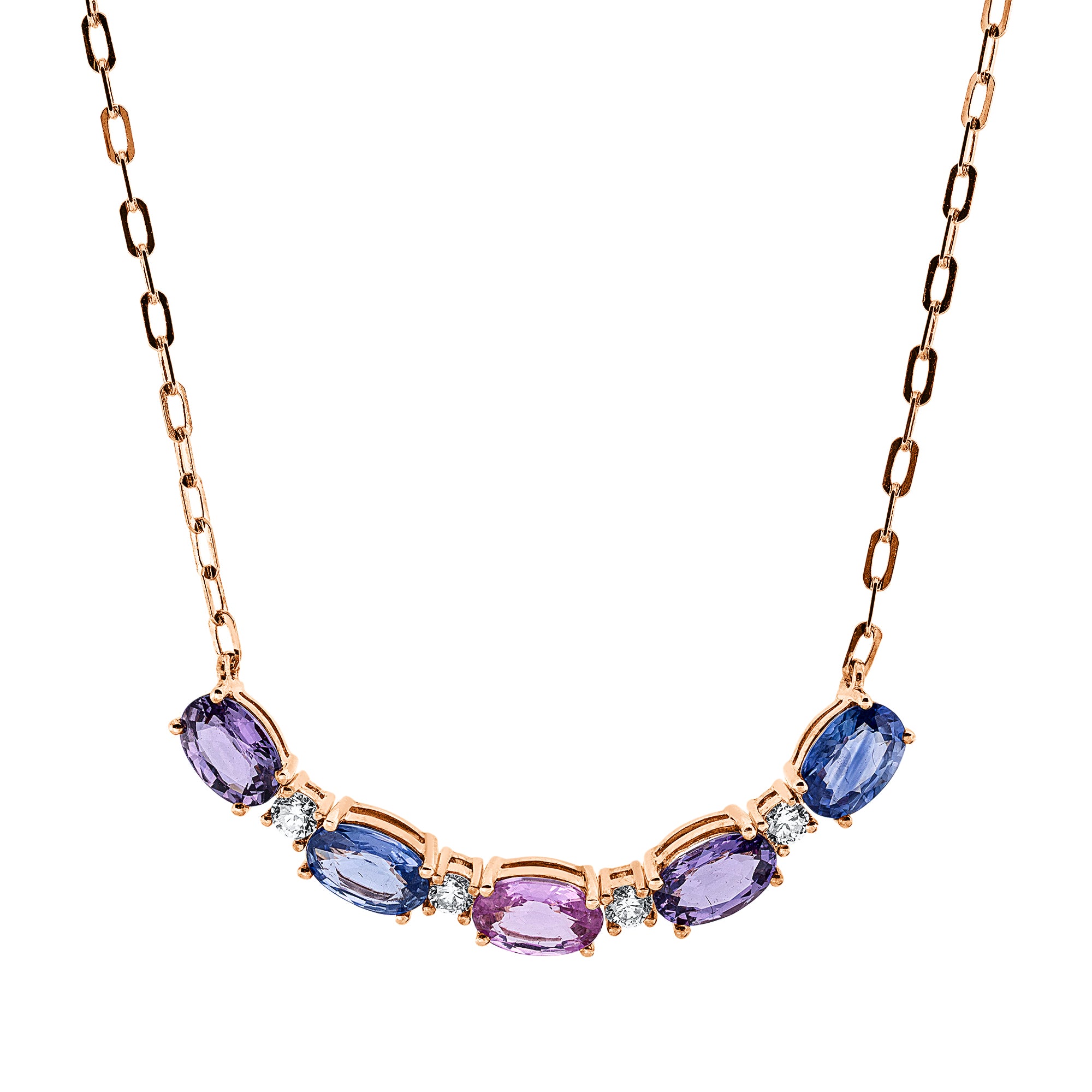 Halskette DD4O69588R 18kt Roségold mit Diamanten und Saphire