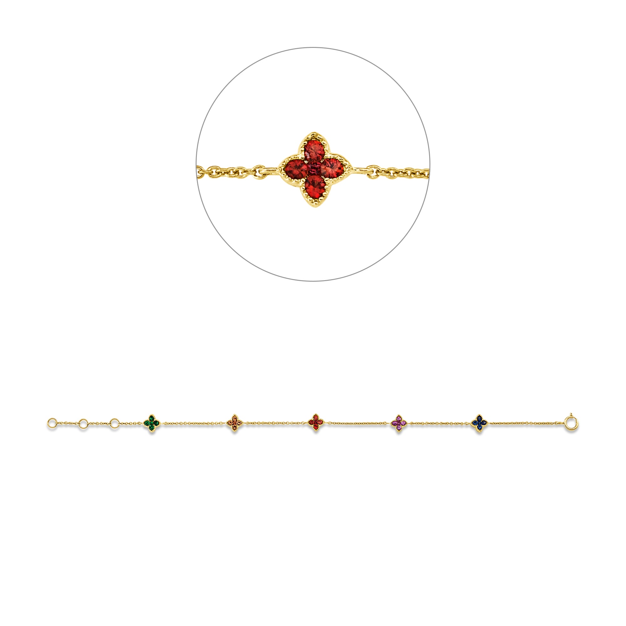 Armkette Flower DD5G69304G 18kt Gelbgold, Saphire