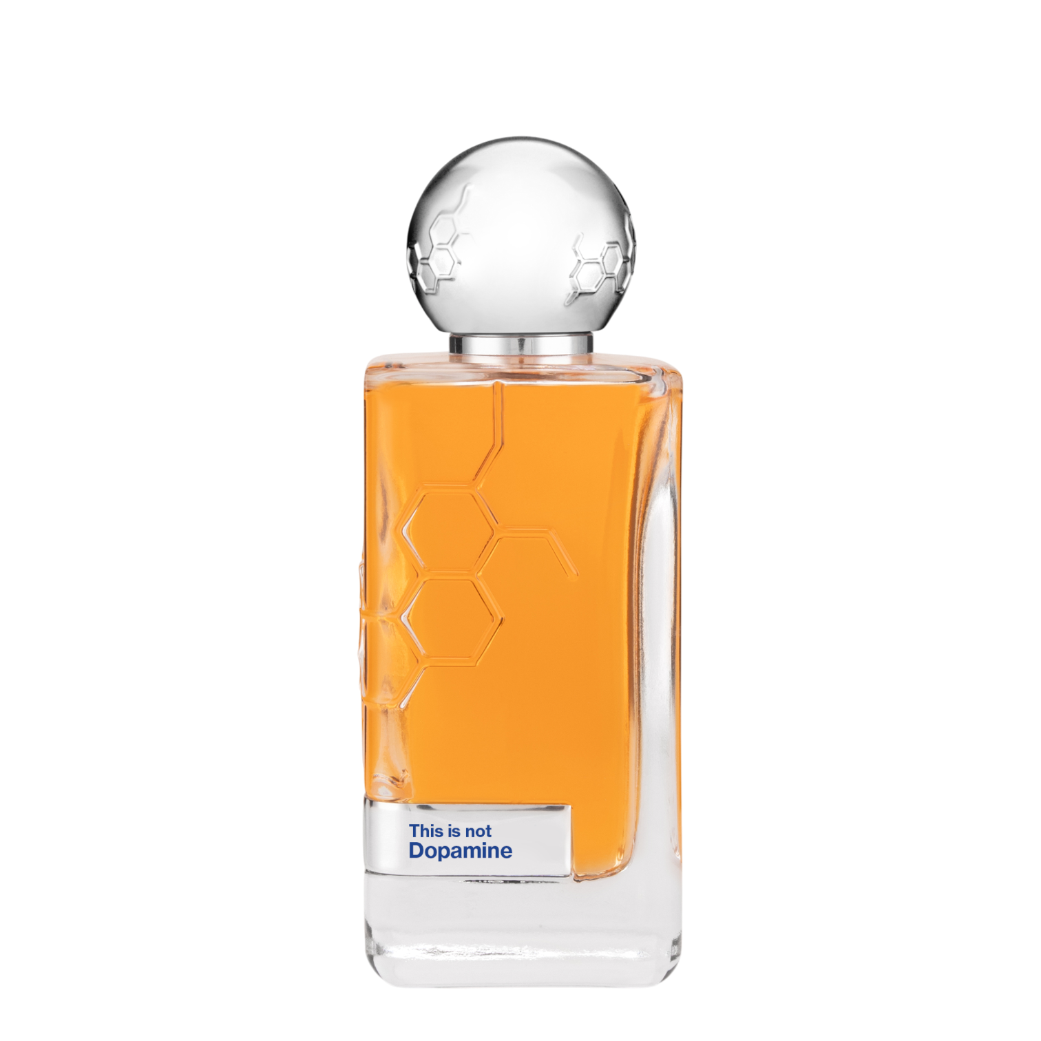 Hormone Paris This is Not Dopamine Parfum 100 ml Flakon mit transparenter Glasflasche, silberner Kugelkappe mit Molekül-Design und Etikett auf weißem Hintergrund.
