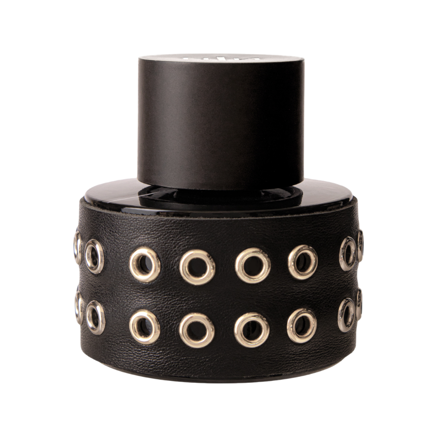 Flakon von New Notes Erotika Maximale Extrait de Parfum – elegant schwarzer Duftflakon mit Lederband.