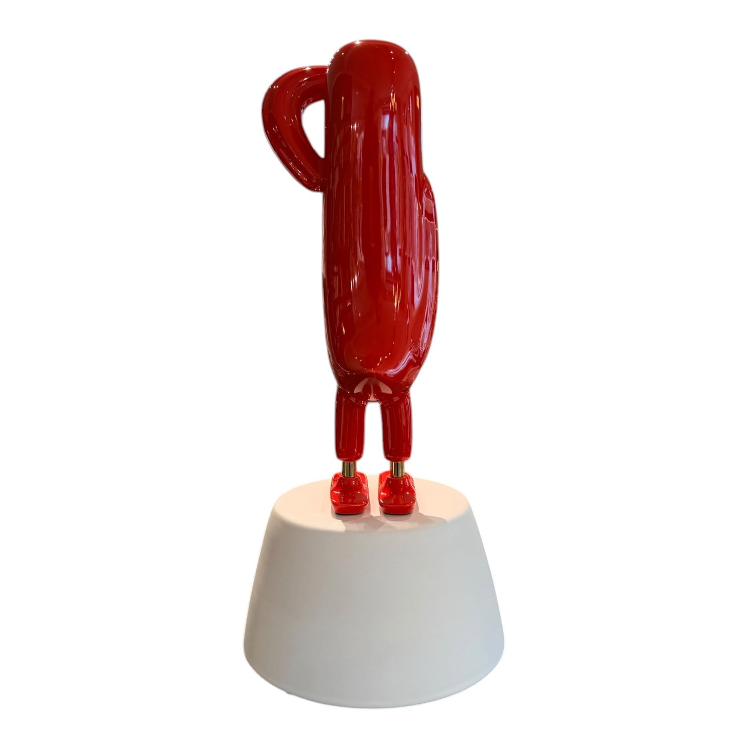 Mini Hopebird, glossy fire red ink. Pedestal
