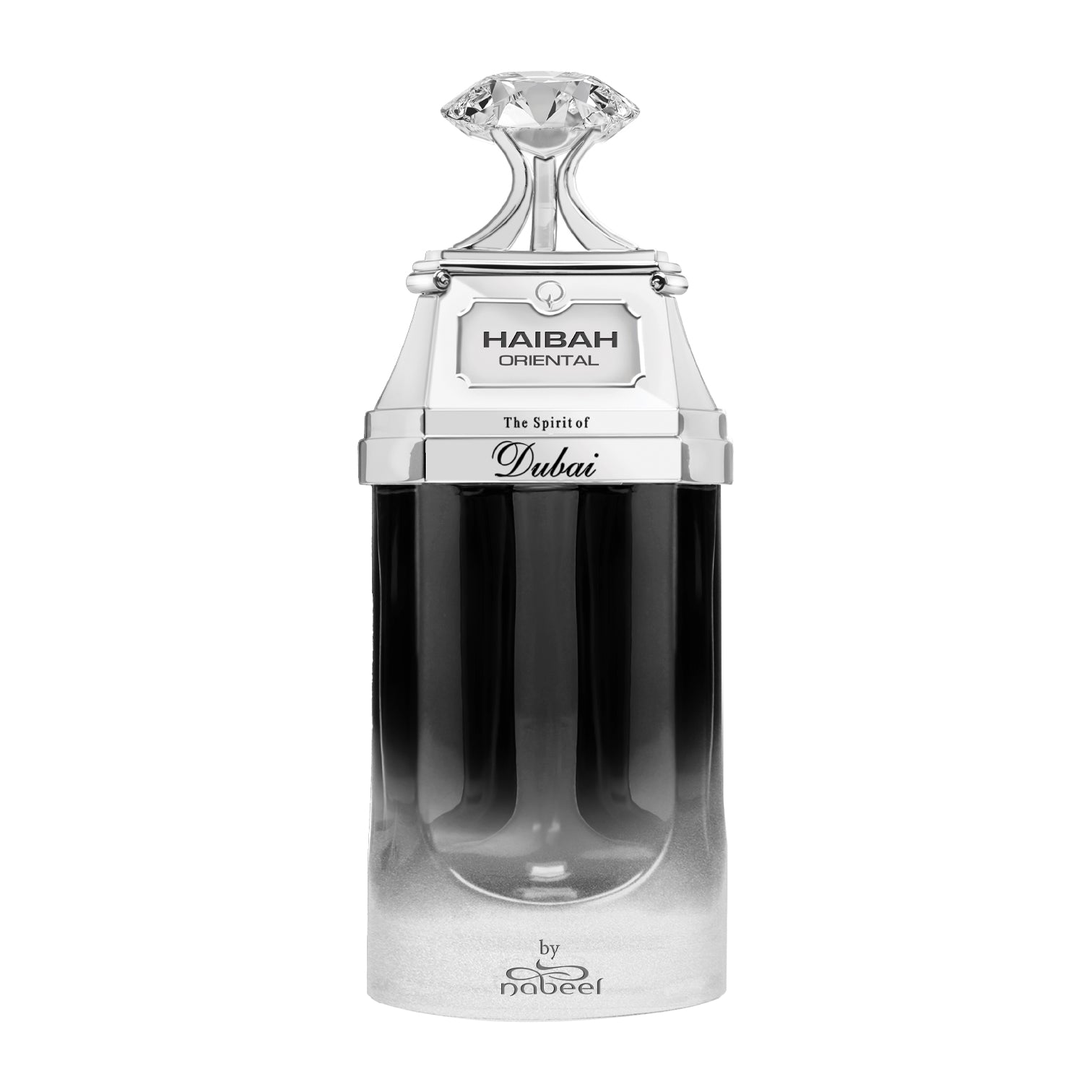 Haibah Oriental Eau de Parfum von The Spirit of Dubai – eleganter Flakon mit silberner Kappe, vereint fruchtige, florale und holzige Noten. Jetzt bei 4D OUTFITTERS erhältlich.