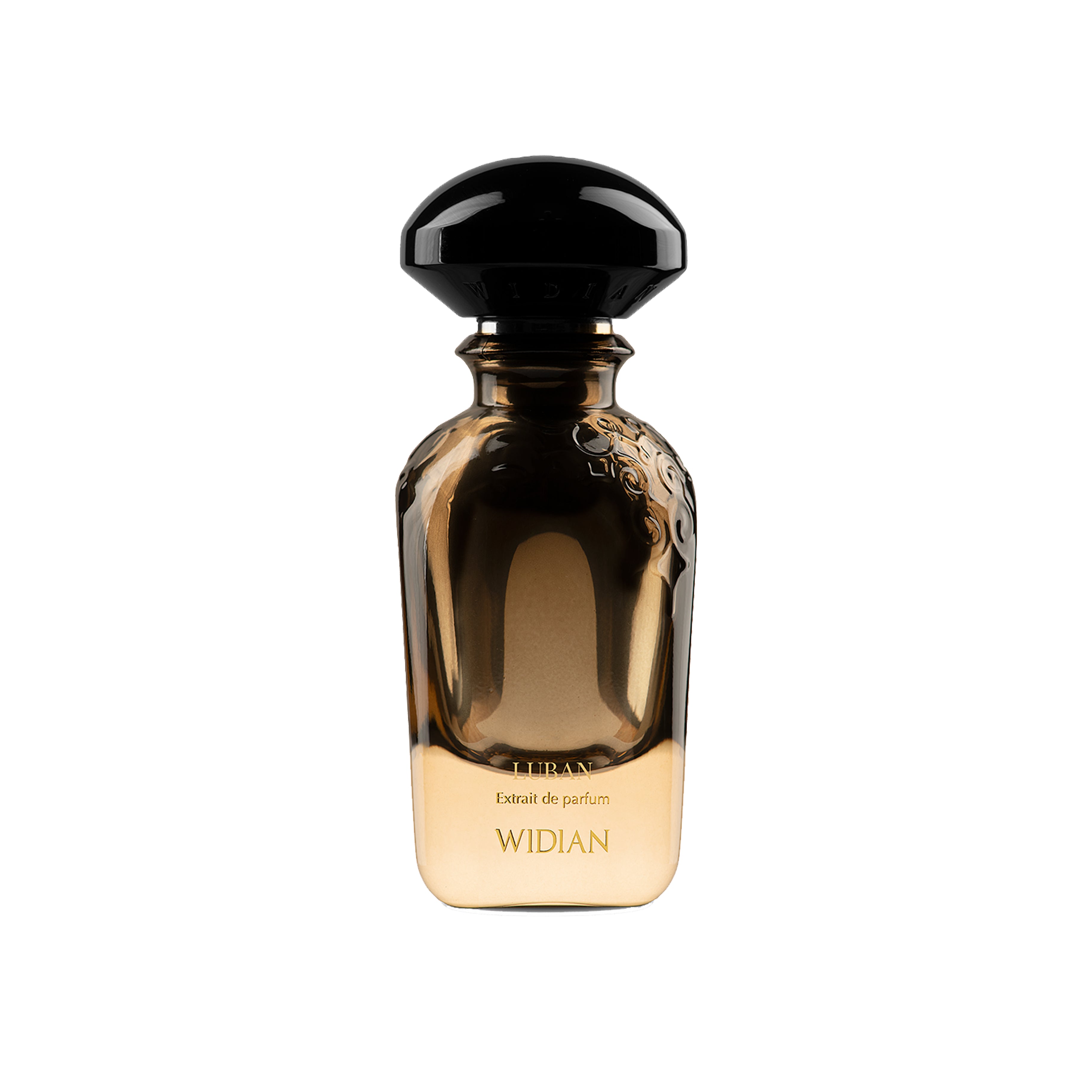 Widian Luban Extrait de Parfum 100ml – eleganter Flakon mit goldenen Akzenten, vereint fruchtige, florale und holzige Noten. Jetzt bei 4D OUTFITTERS erhältlich.