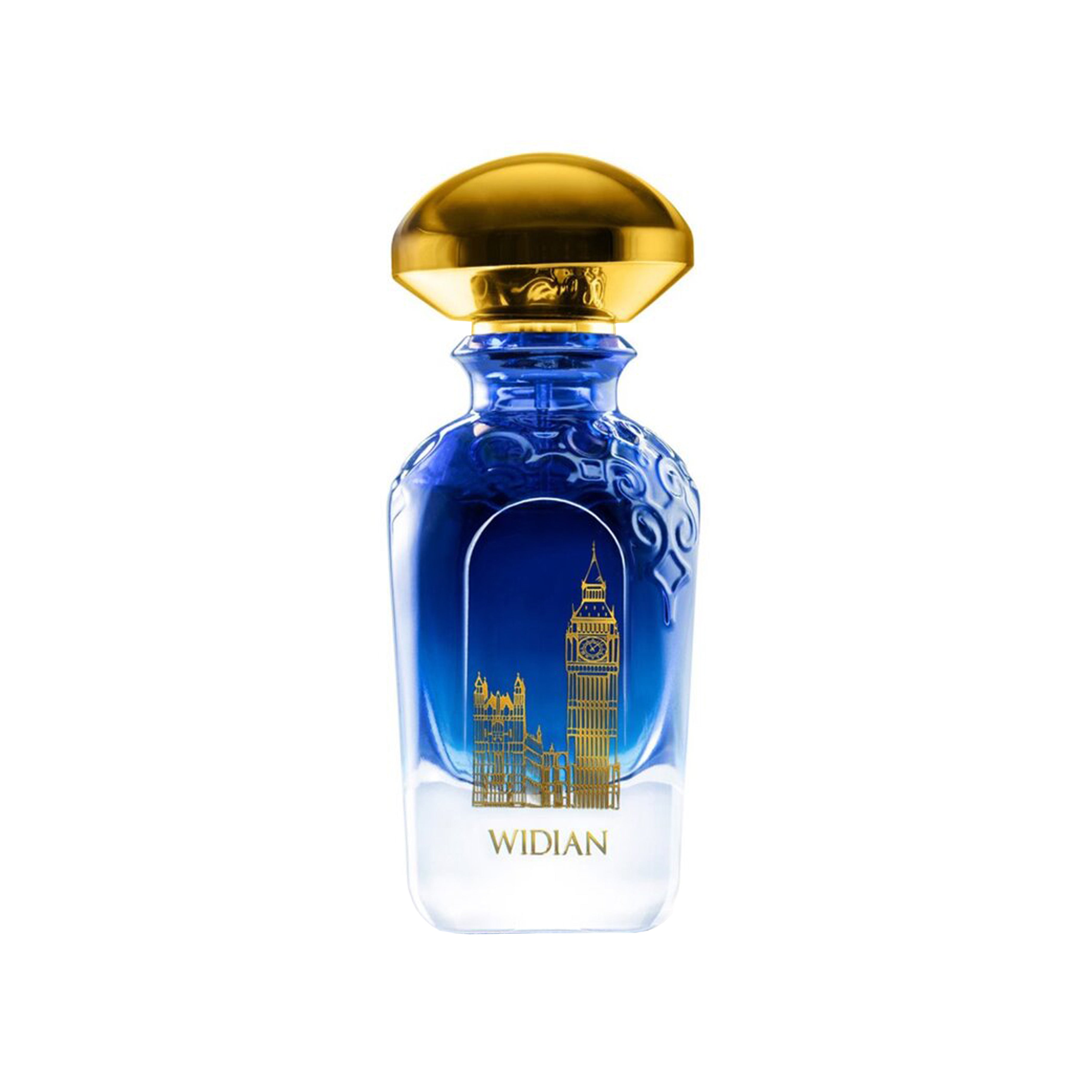 Widian London Extrait de Parfum 100ml – luxuriöser Flakon mit goldener Kappe, vereint orientalische Tiefe mit britischer Eleganz. Jetzt bei 4D OUTFITTERS erhältlich.