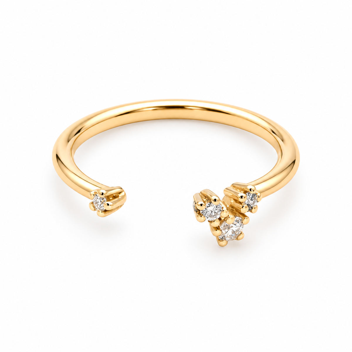 Noën Ring Sparkle Open aus 18kt Fairmined-Gelbgold mit Diamanten, 0,10 ct