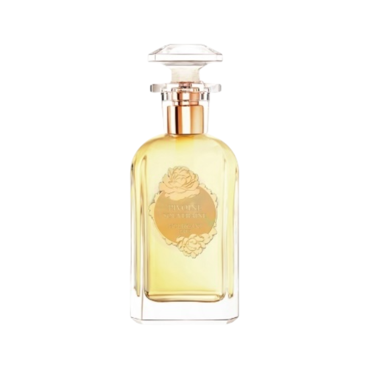 Houbigant Pivoine Souveraine Eau de Parfum 100ml – eleganter Flakon mit goldener Verzierung, inspiriert von der Anmut der Pfingstrose. Jetzt bei 4D OUTFITTERS erhältlich.