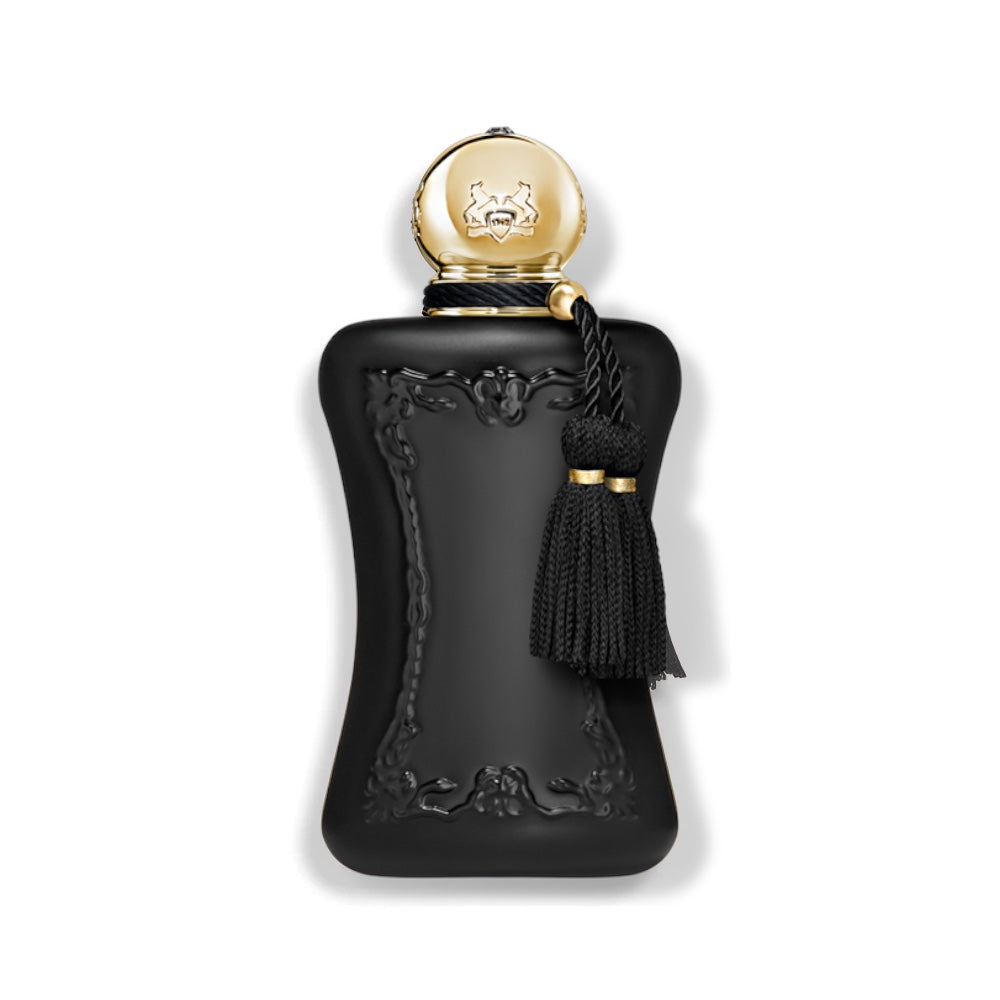 Flakon von Parfums de Marly Athalia Eau de Parfum – elegant schwarz lackierter Flakon mit goldenen Details und klassischem Parfums‑de‑Marly‑Design mit Quaste.