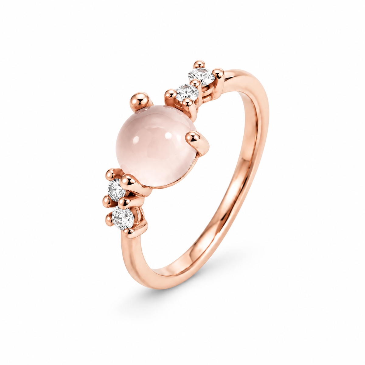 Ring Stellini II, rose quartz, 18kt fair trade rose gold