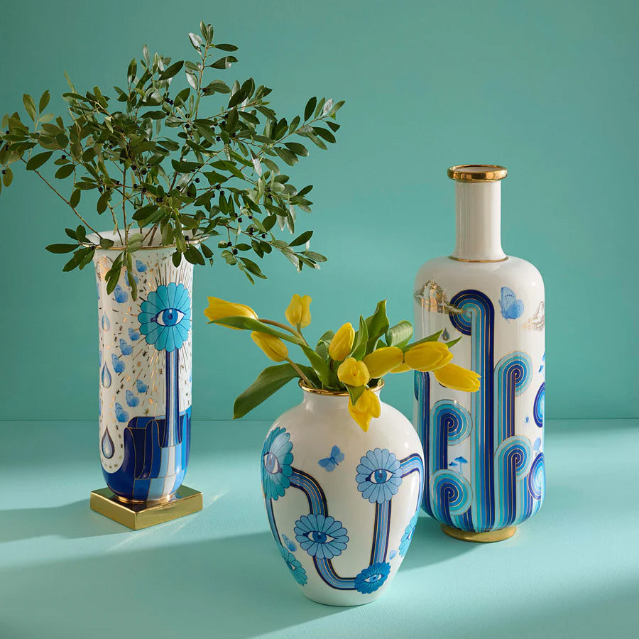 Porzellan Tall Bottle Vase Druggist, blau