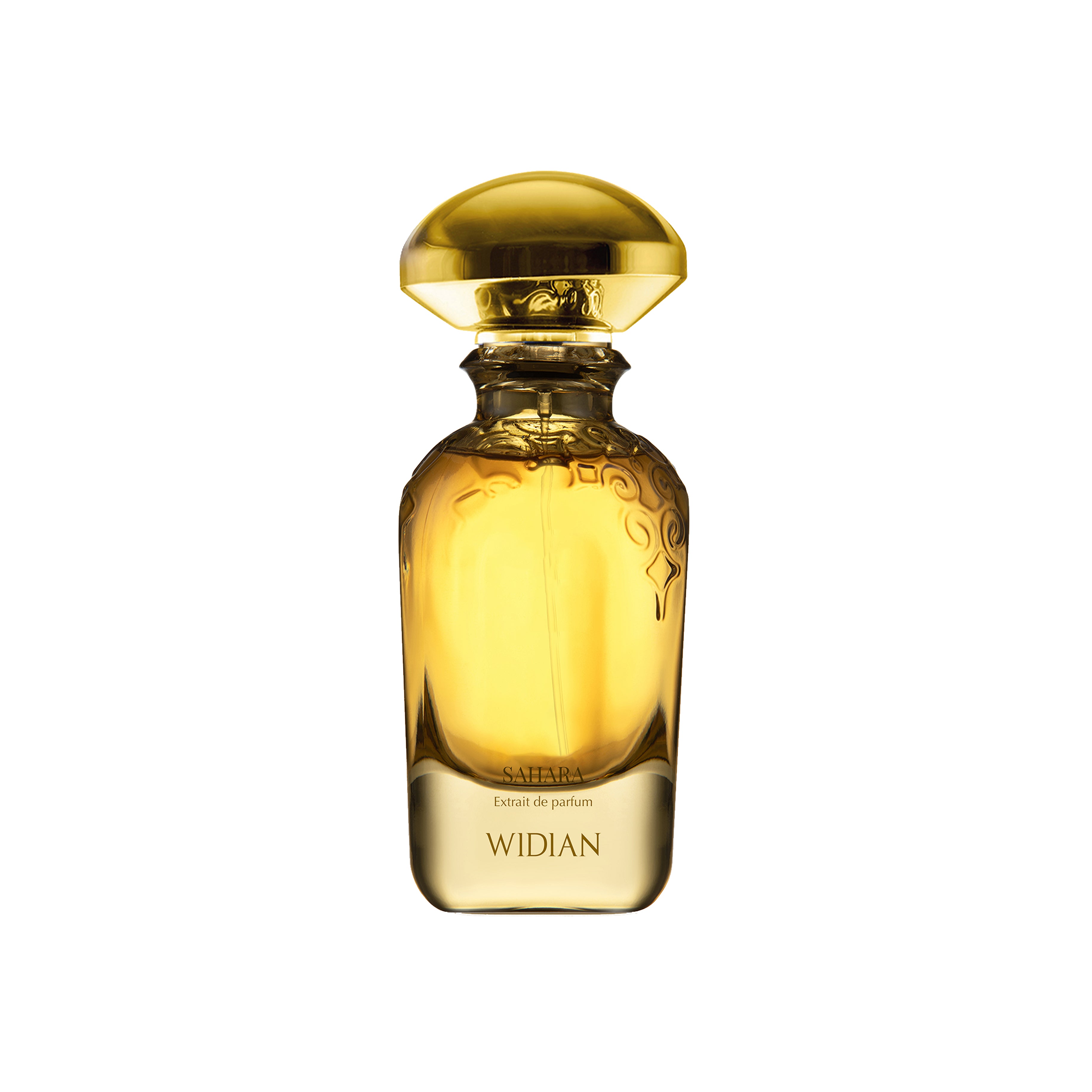 Widian Sahara Extrait de Parfum 100ml – eleganter Flakon mit goldener Kappe, inspiriert von der Wüste. Jetzt bei 4D OUTFITTERS erhältlich.