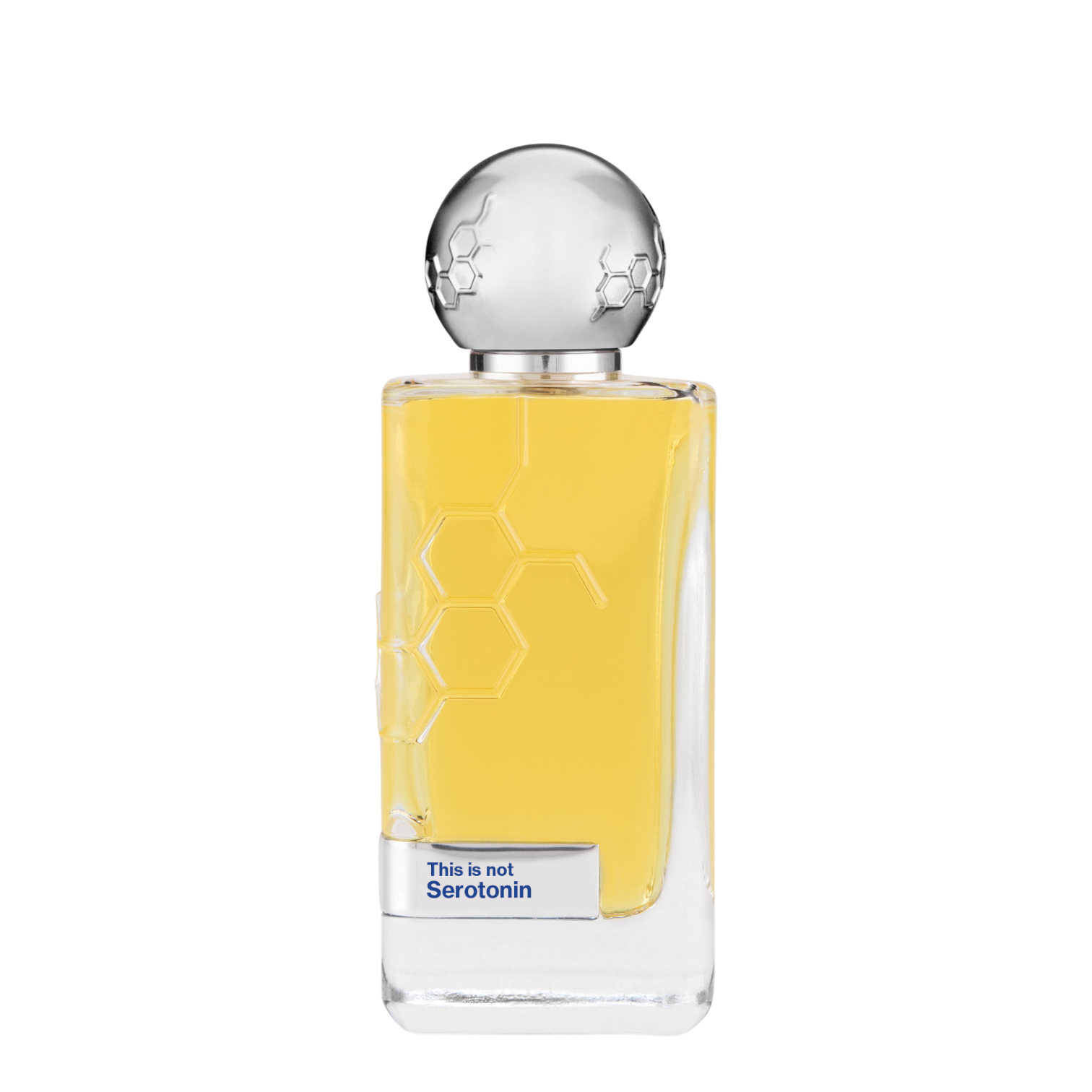 Hormone Paris This is Not Serotonin Parfum 100 ml Flakon mit transparenter Glasflasche, silberner Kugelkappe mit Molekül-Design und Etikett auf weißem Hintergrund.