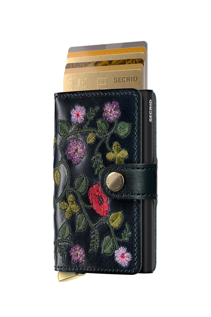 Secrid Premium+ Miniwallet Stitch Floral, suitable for metal cards