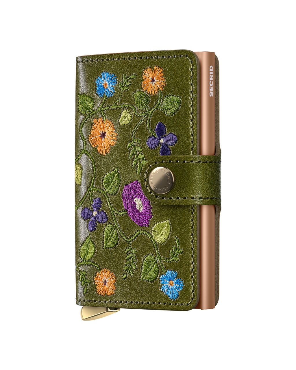 Secrid Premium+ Miniwallet Stitch Floral, suitable for metal cards