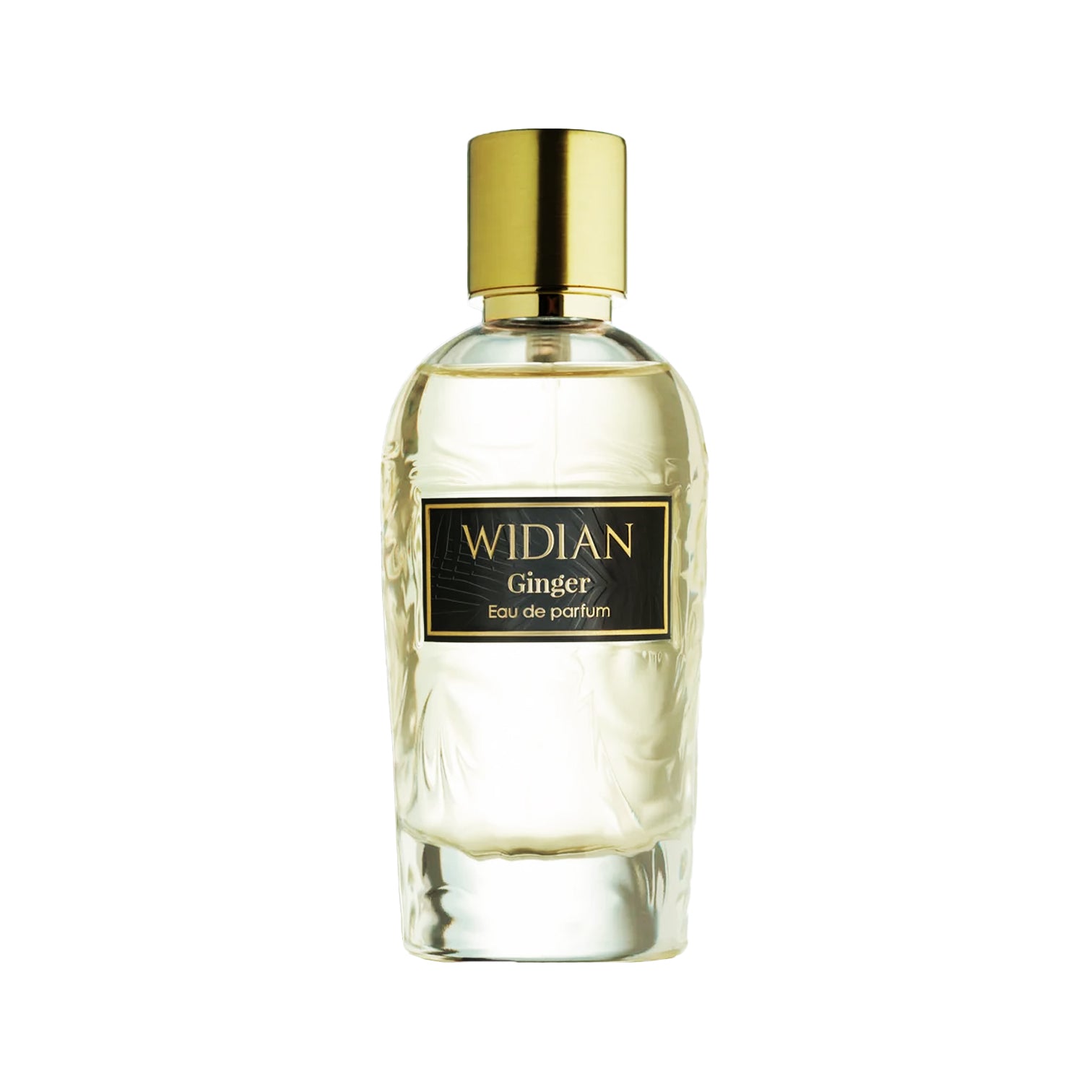 Widian Ginger Eau de Parfum – eleganter Flakon mit goldener Kappe, vereint spritzige Zitrusnoten und würzigen Ingwer. Jetzt bei 4D OUTFITTERS erhältlich.