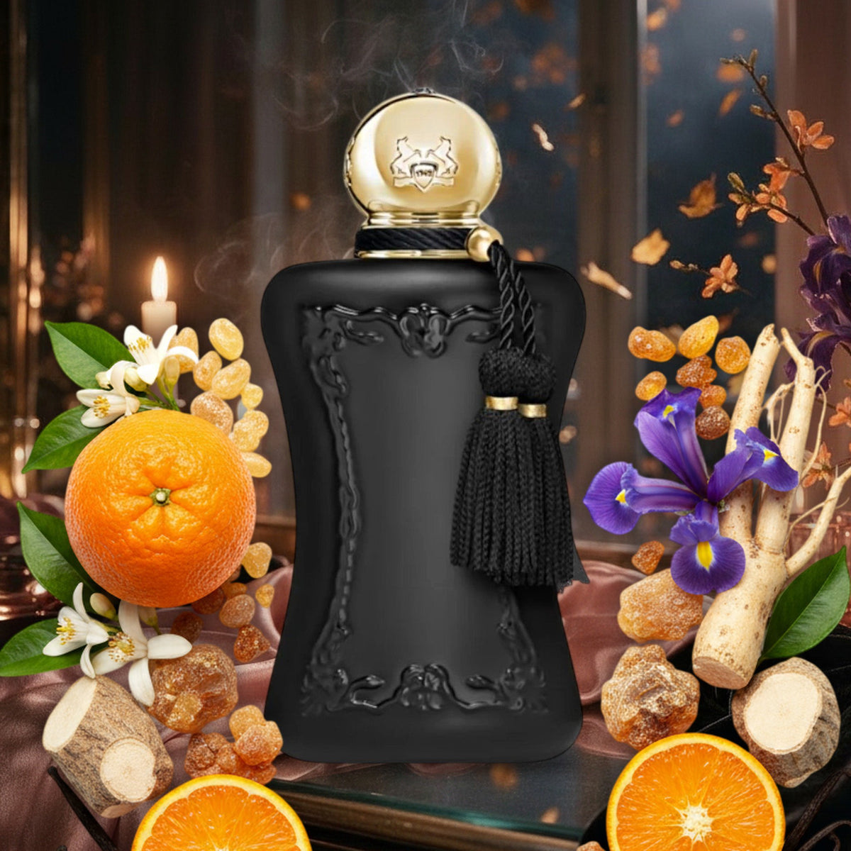 Athalia von Parfums de Marly – Flakon mit Bitterorangen, Weihrauch, Iris, Orangenblüten und Amber an einem Herbstabend