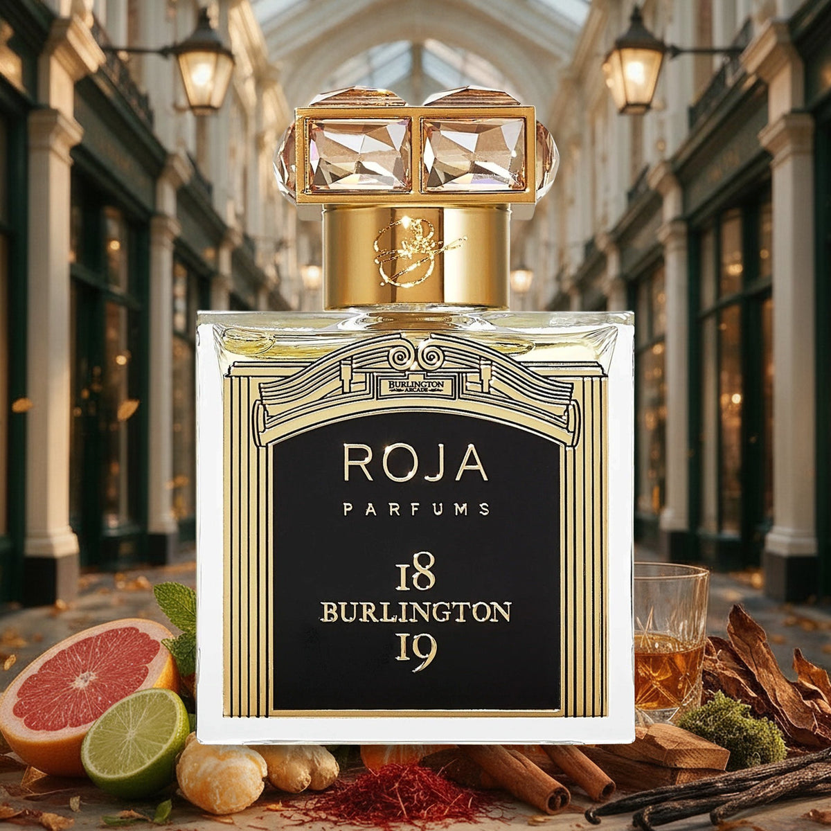 Burlington 1819 von Roja Parfums mit Grapefruit, Limette, Ingwer, Safran und Rum in der Londoner Burlington Arcade im Herbst