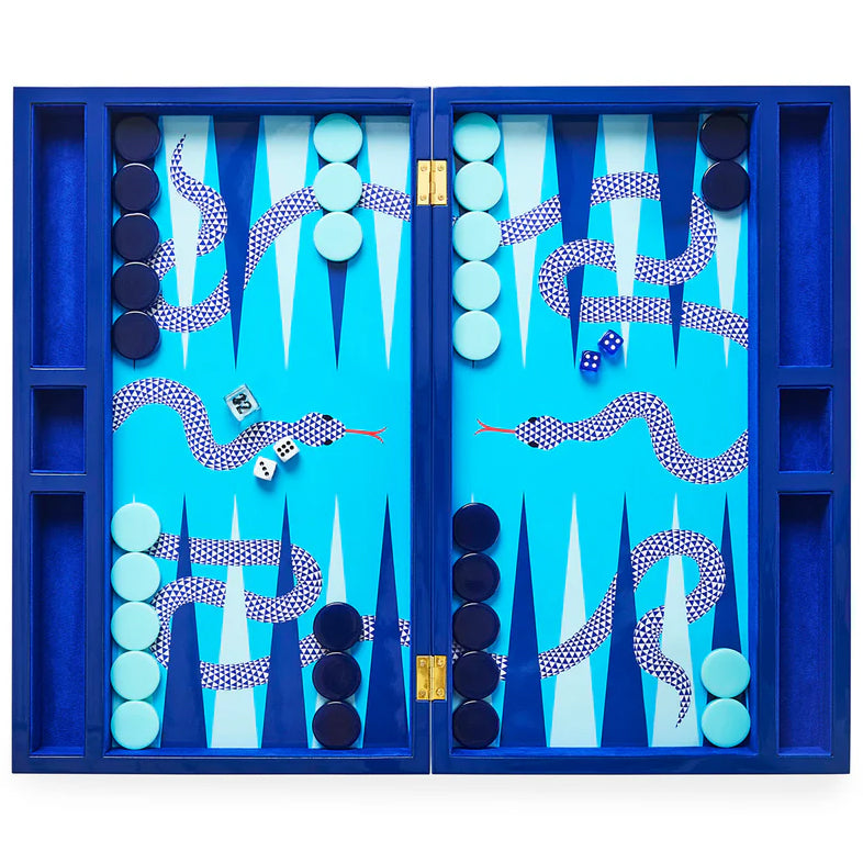 Eden lackiertes Backgammon Set, blau