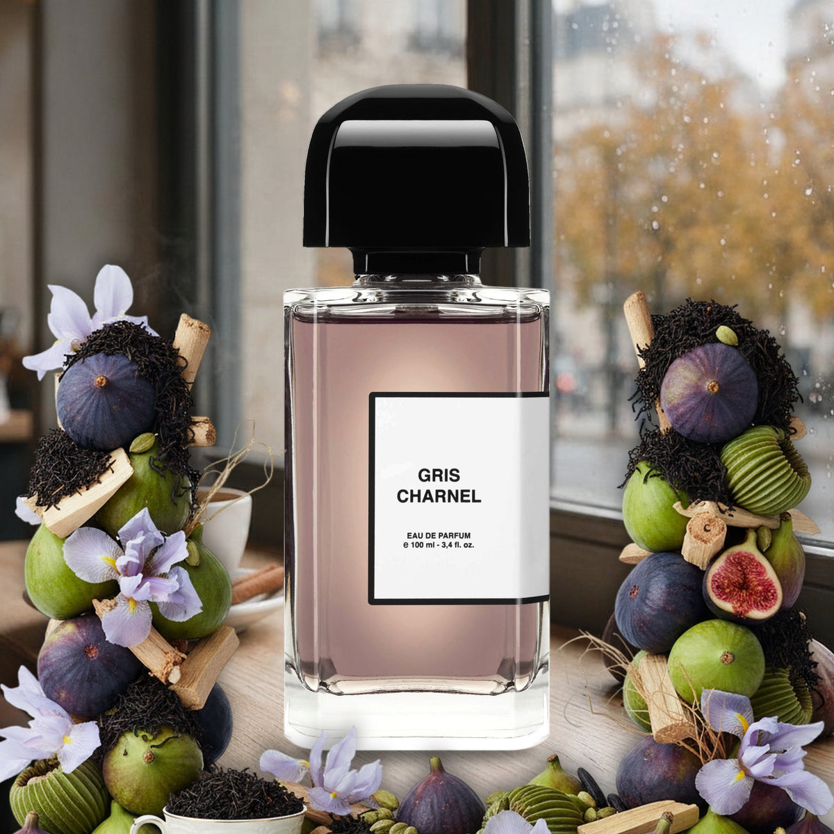 Gris Charnel von BDK Parfums in einem Pariser Café an einem grauen Herbsttag, mit Feigen, Schwarztee und Iris